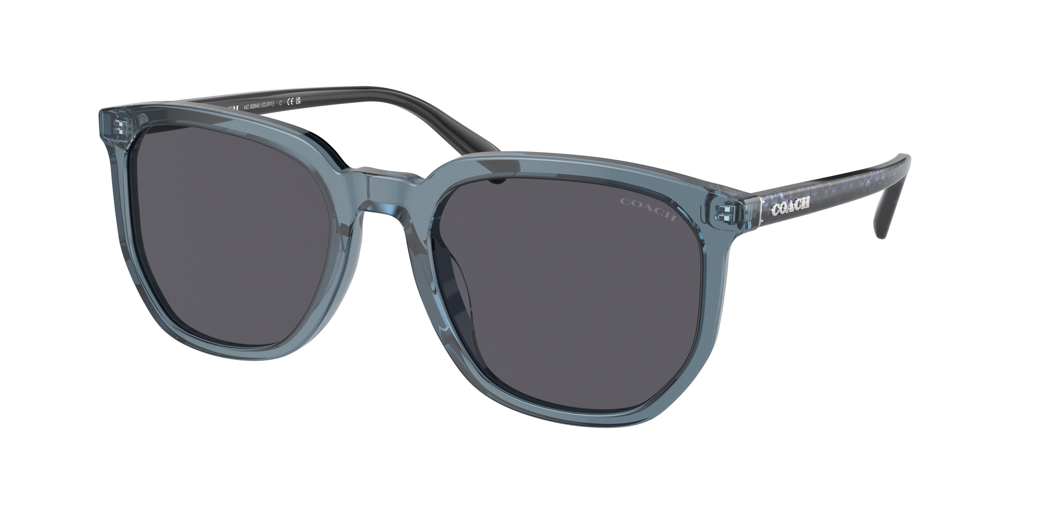 Coach CL911 HC8384U Irregular Sunglasses  579487-Transparent Blue 55-145-21 - Color Map Blue