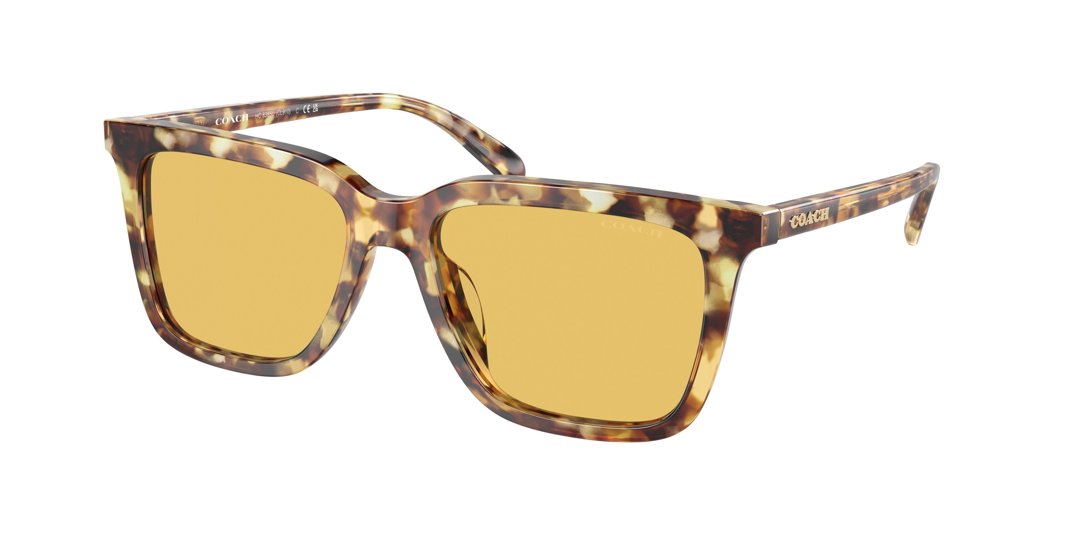 Coach CL910 HC8385U Square Sunglasses  504585-Honey Tortoise 54-145-17 - Color Map Tortoise