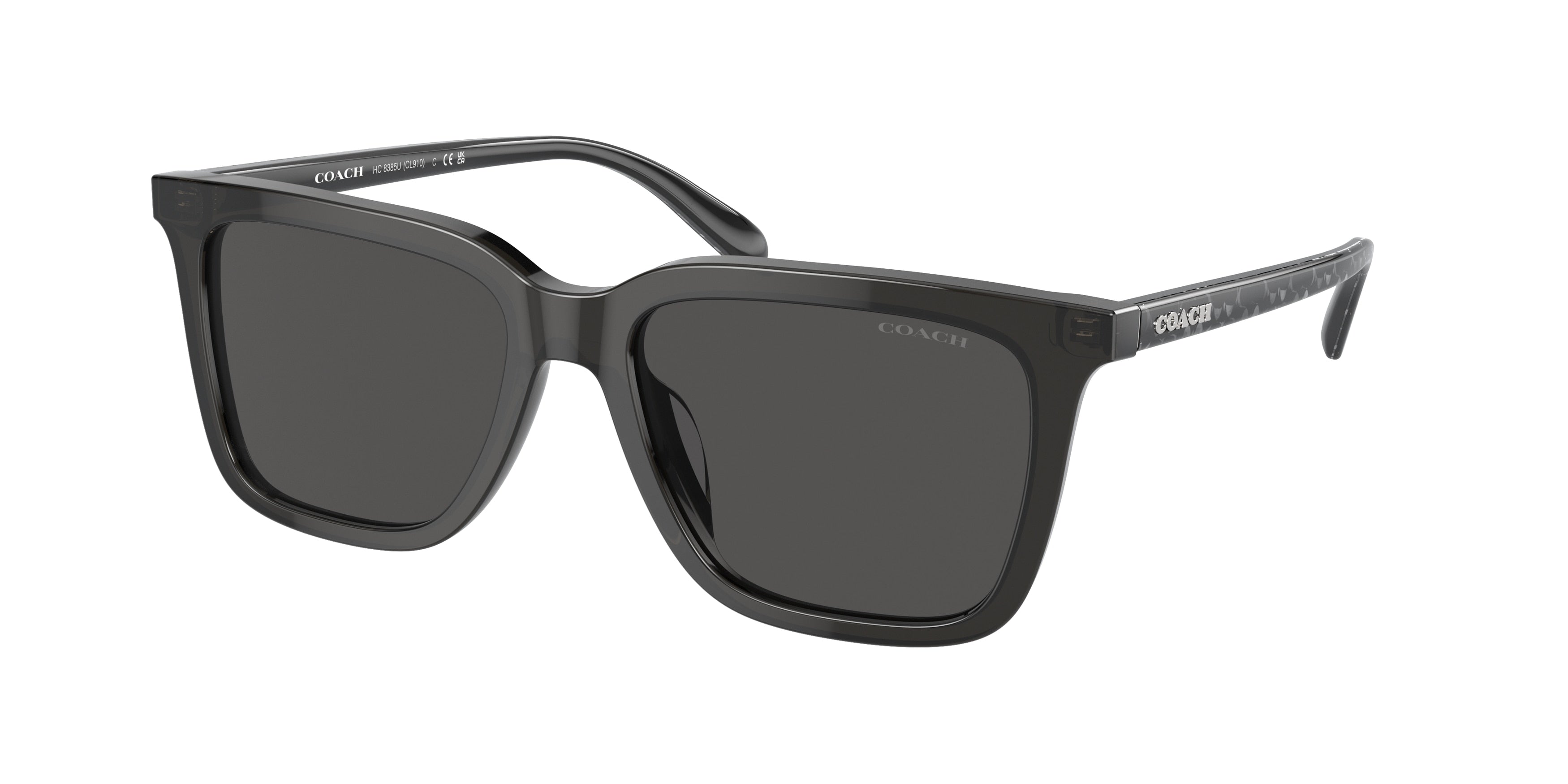 Coach CL910 HC8385U Square Sunglasses  579387-Transparent Dark Grey 54-145-17 - Color Map Grey