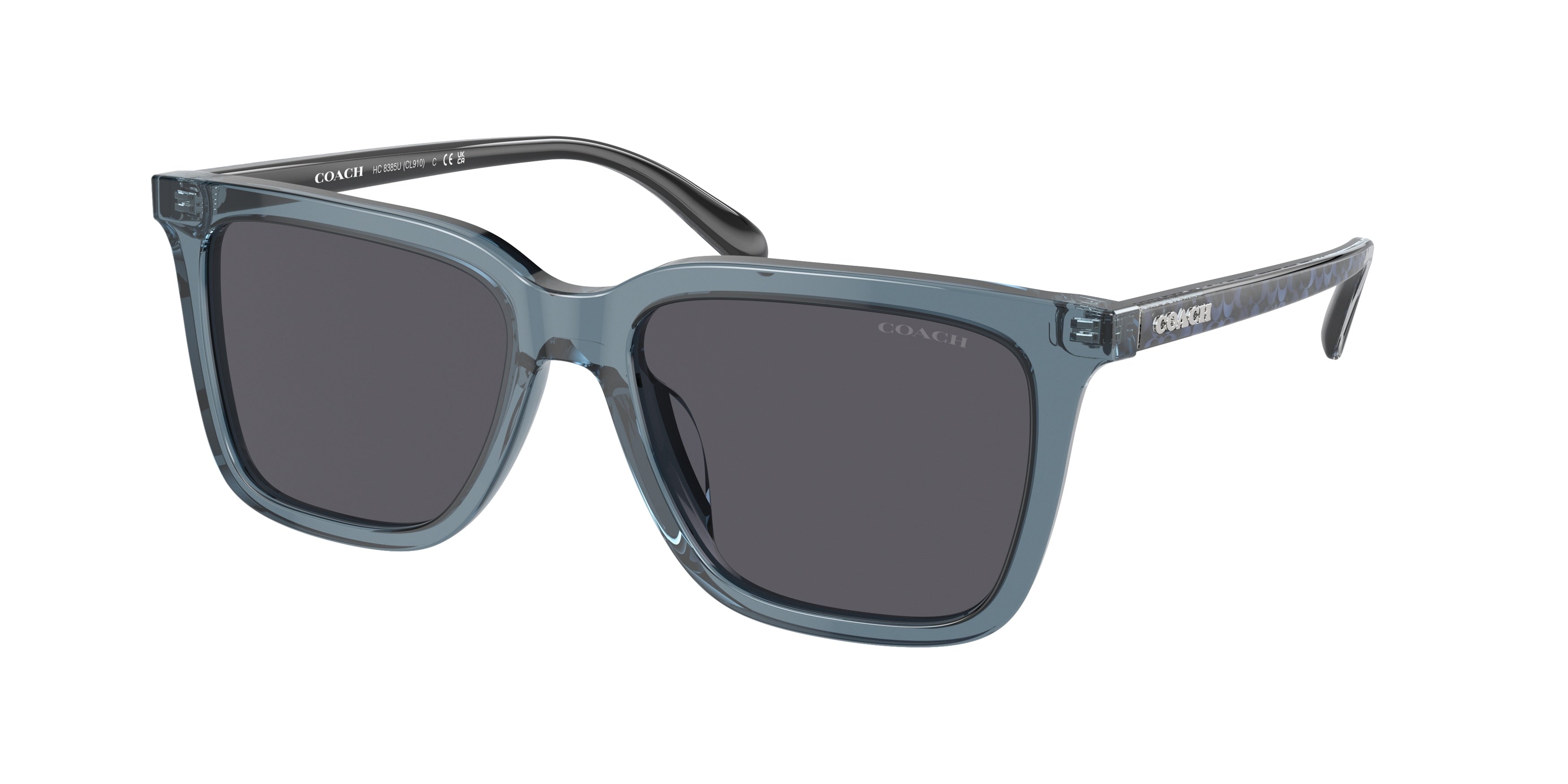 Coach CL910 HC8385U Square Sunglasses  579487-Transparent Blue 54-145-17 - Color Map Blue