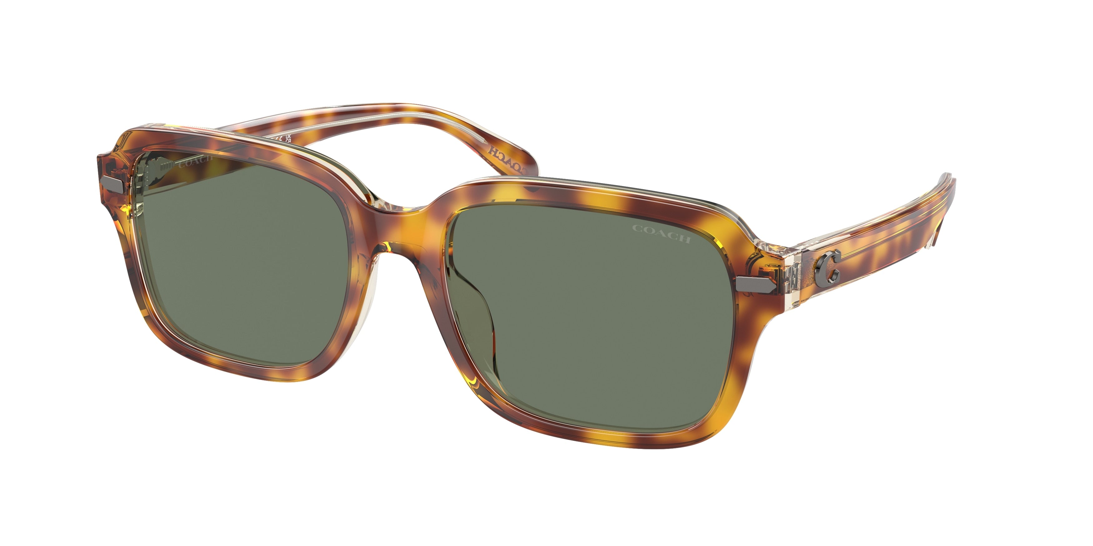 Coach CL914 HC8388U Square Sunglasses  57563H-Dark Tortoise/Canary 56-145-19 - Color Map Brown