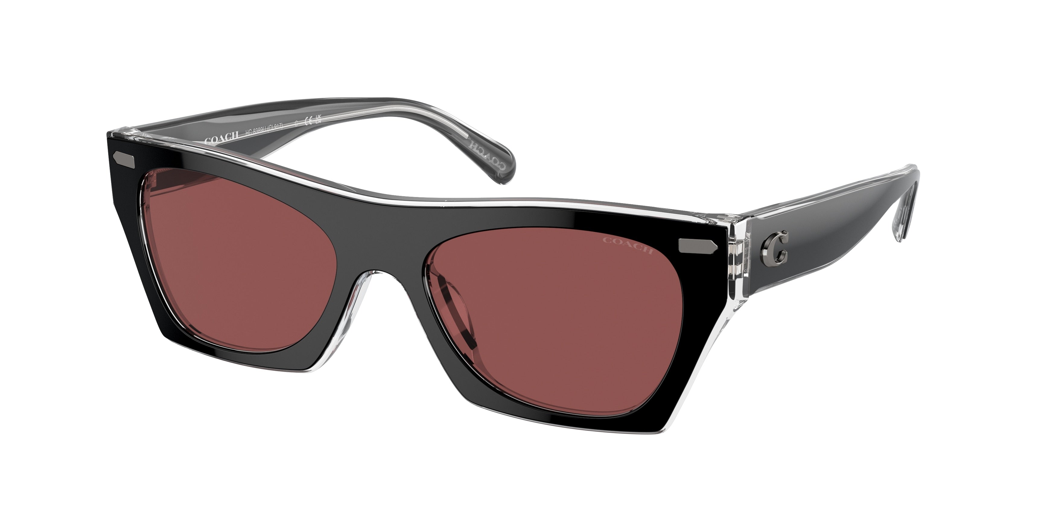 Coach CL917 HC8389U Square Sunglasses  572875-Black/Clear 52-145-18 - Color Map Black