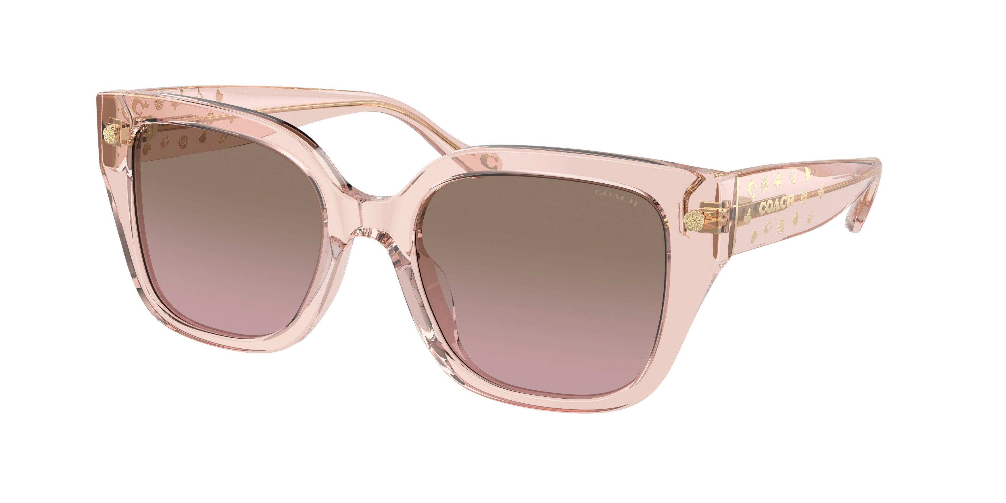 Coach CR611 HC8392U Square Sunglasses  566814-Transparent Dusty Rose 53-140-20 - Color Map Pink