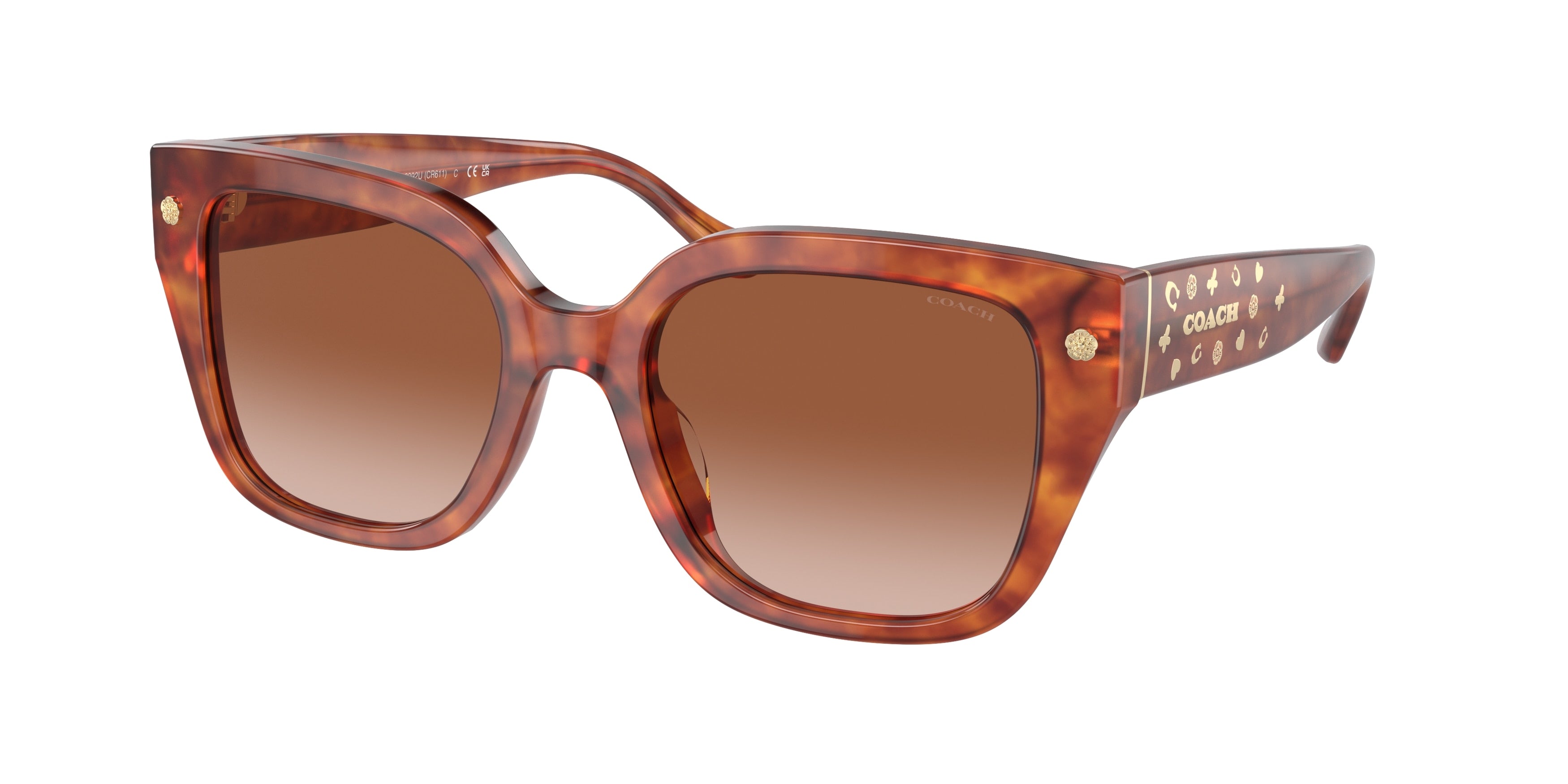 Coach CR611 HC8392U Square Sunglasses  577413-Caramel Tortoise 53-140-20 - Color Map Tortoise