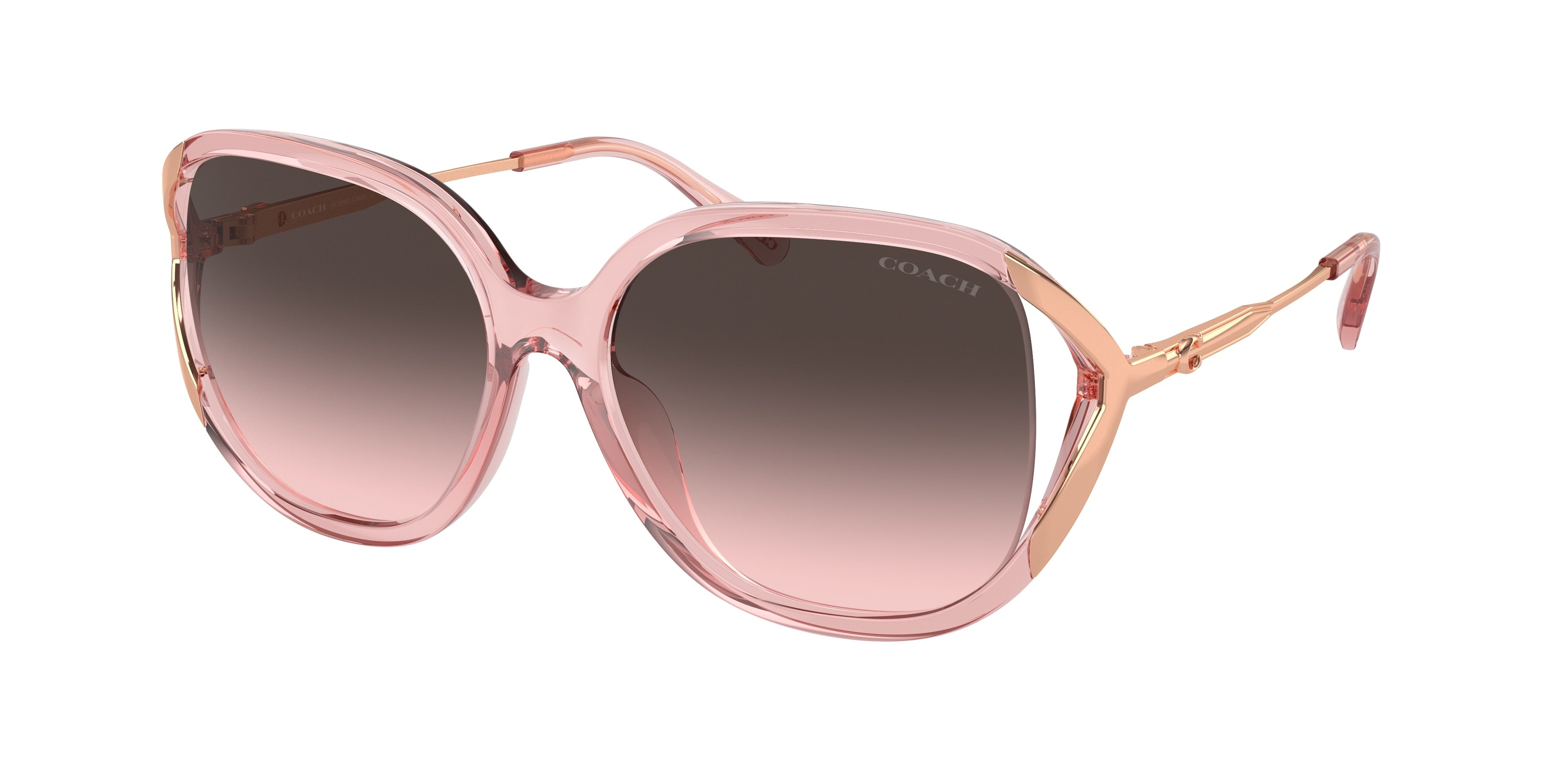 Coach CR620 HC8396U Square Sunglasses  566646-Transparent Pink 56-140-16 - Color Map Pink