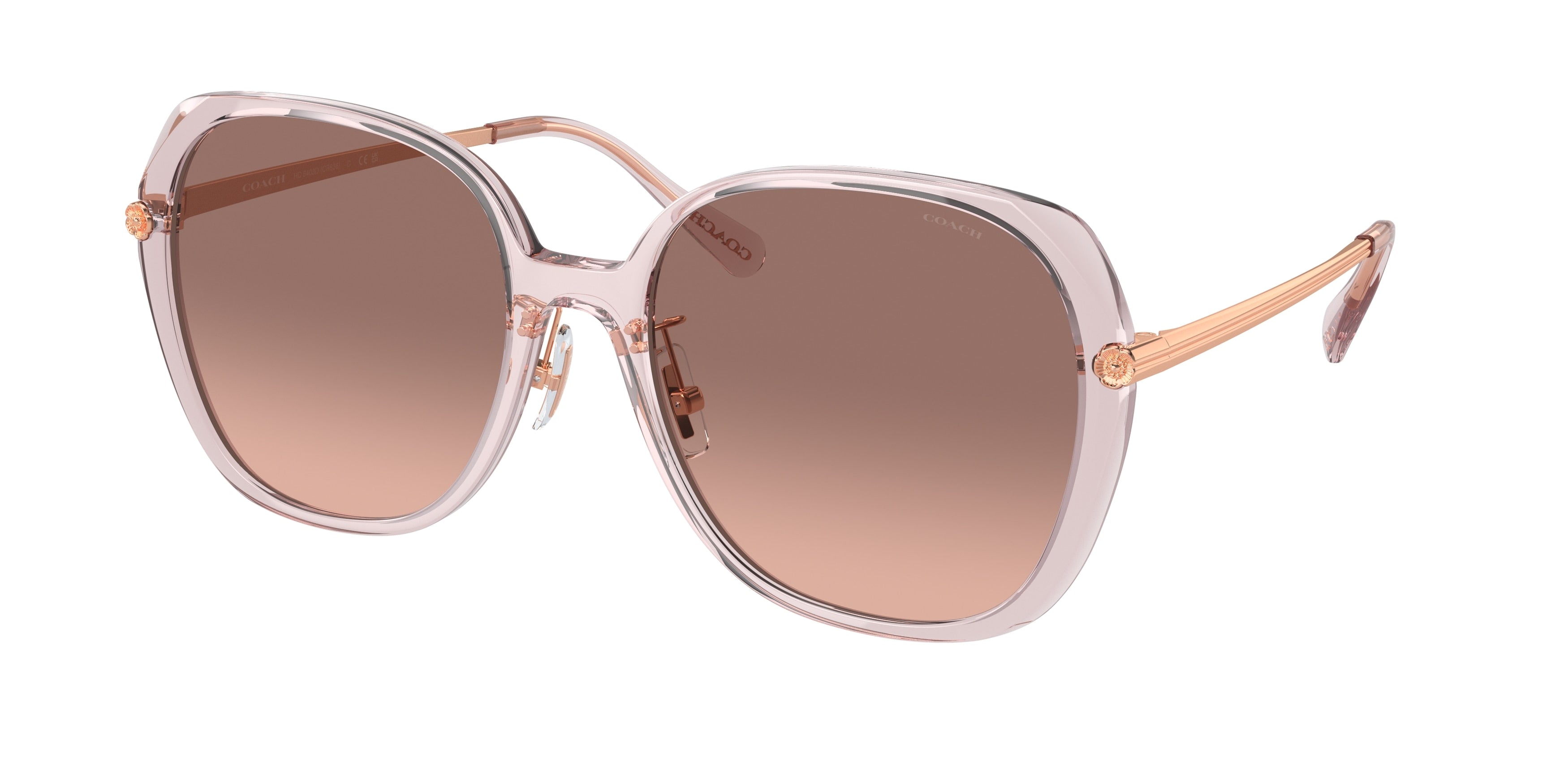 Coach CR636 HC8403D Square Sunglasses  570513-Transparent Rose 59-150-19 - Color Map Pink