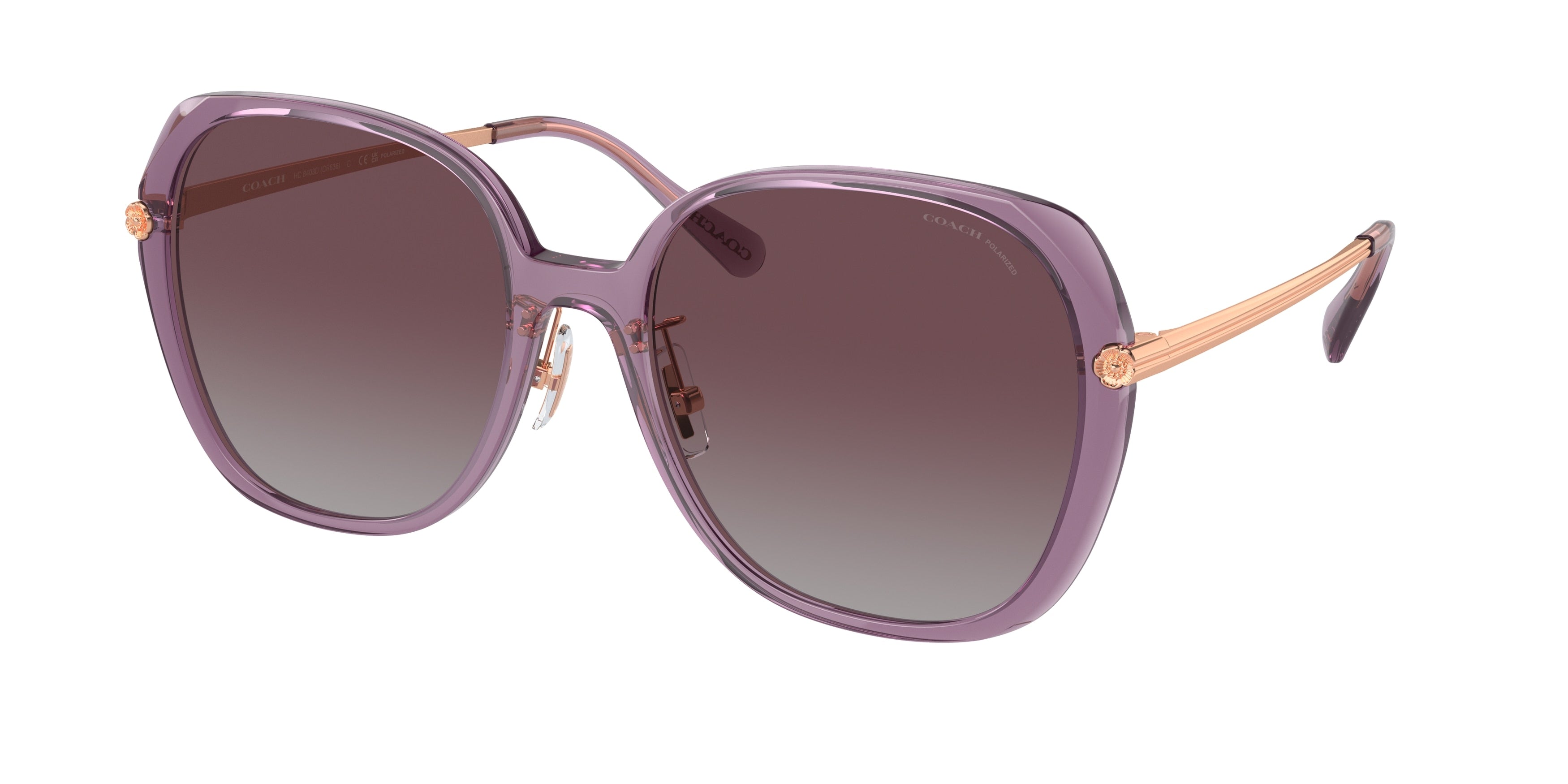 Coach CR636 HC8403D Square Sunglasses  582562-Transparent Purple 59-150-19 - Color Map Violet