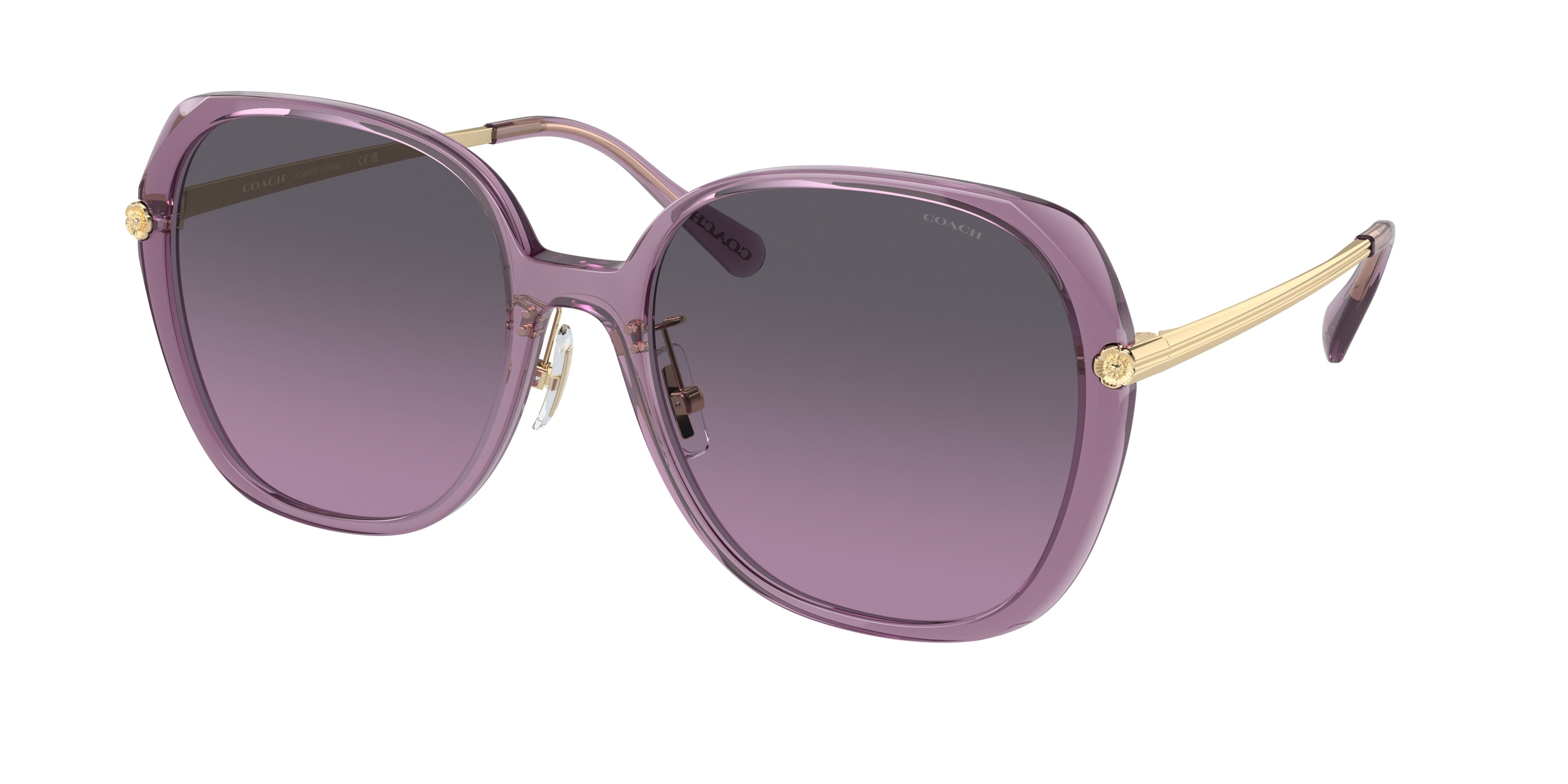 Coach CR636 HC8403D Square Sunglasses  582590-Transparent Purple 59-150-19 - Color Map Violet