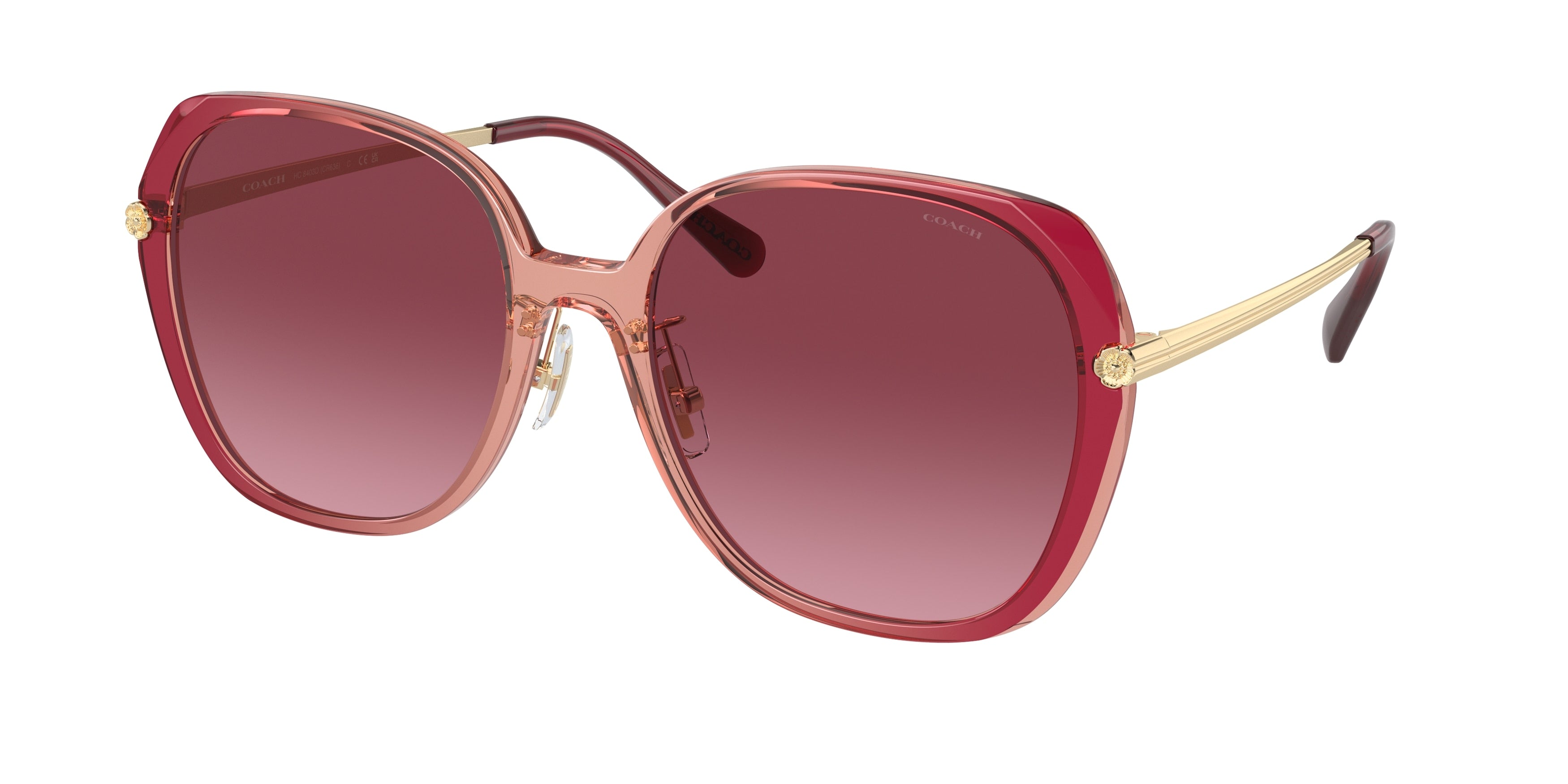 Coach CR636 HC8403D Square Sunglasses  58268H-Burgundy/Pink Gradient 59-150-19 - Color Map Red