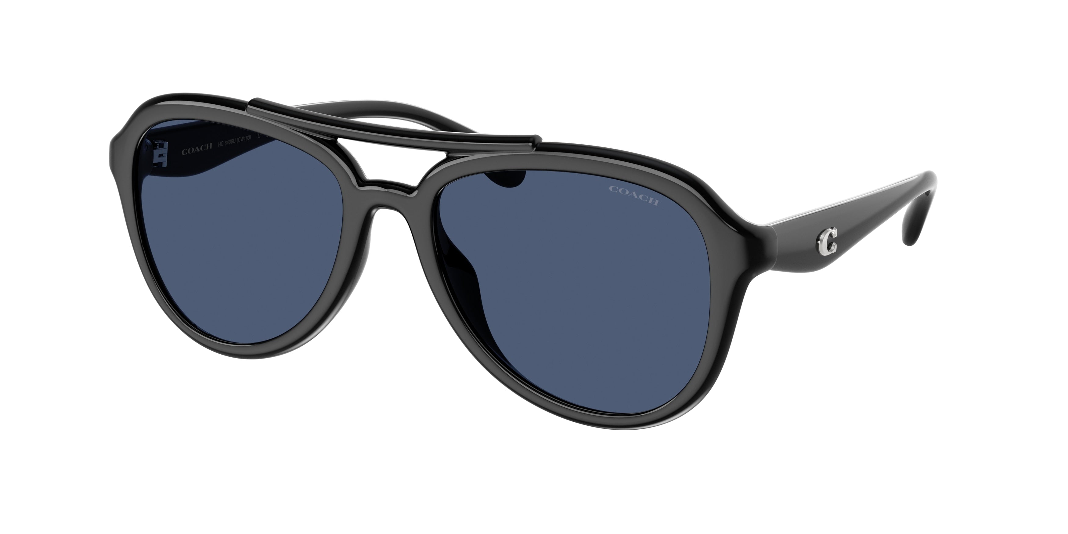 Coach CW183 HC8406U Pilot Sunglasses  500287-Black 55-140-18 - Color Map Black