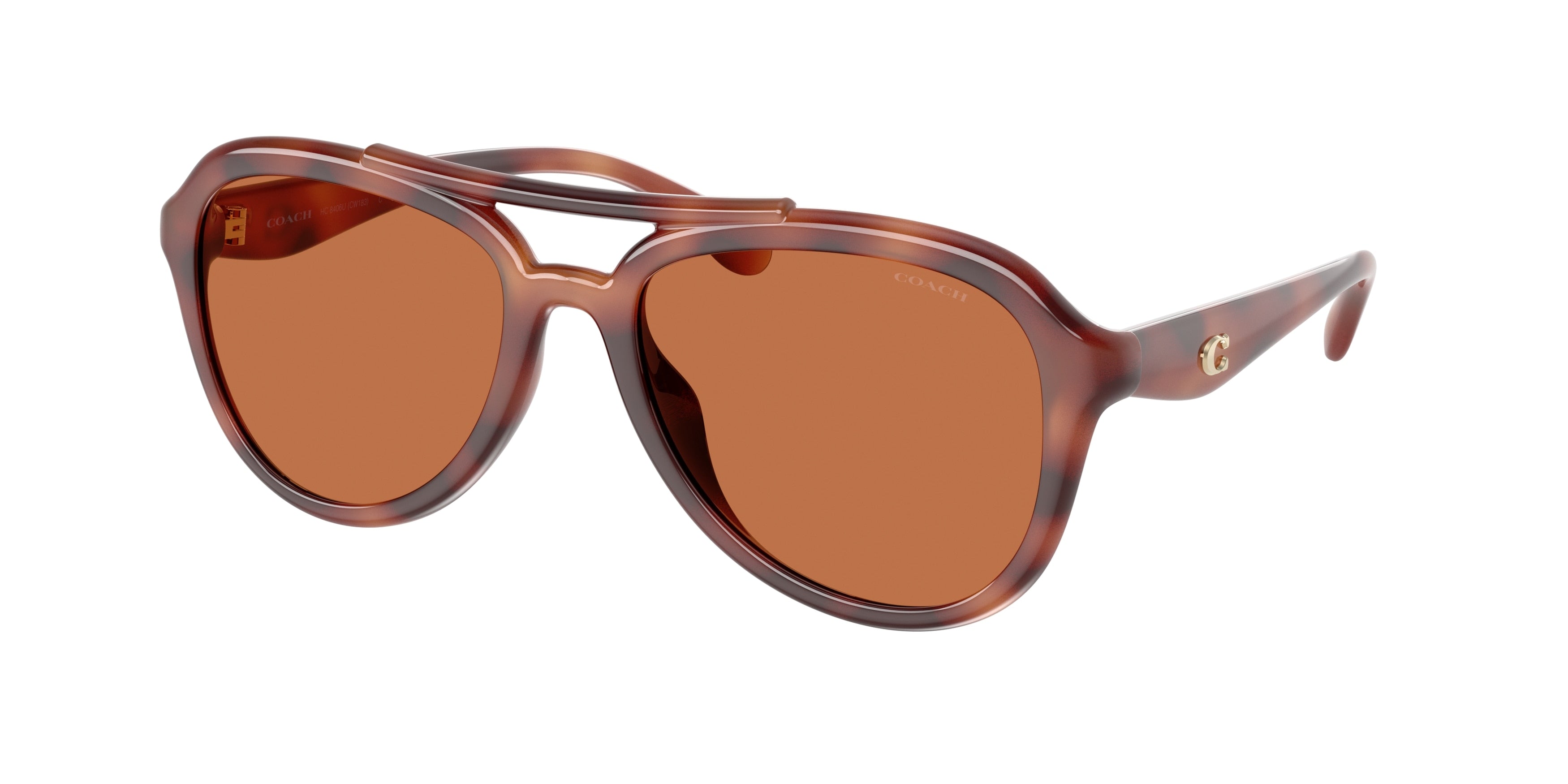 Coach CW183 HC8406U Pilot Sunglasses  577473-Caramel Tortoise 55-140-18 - Color Map Tortoise