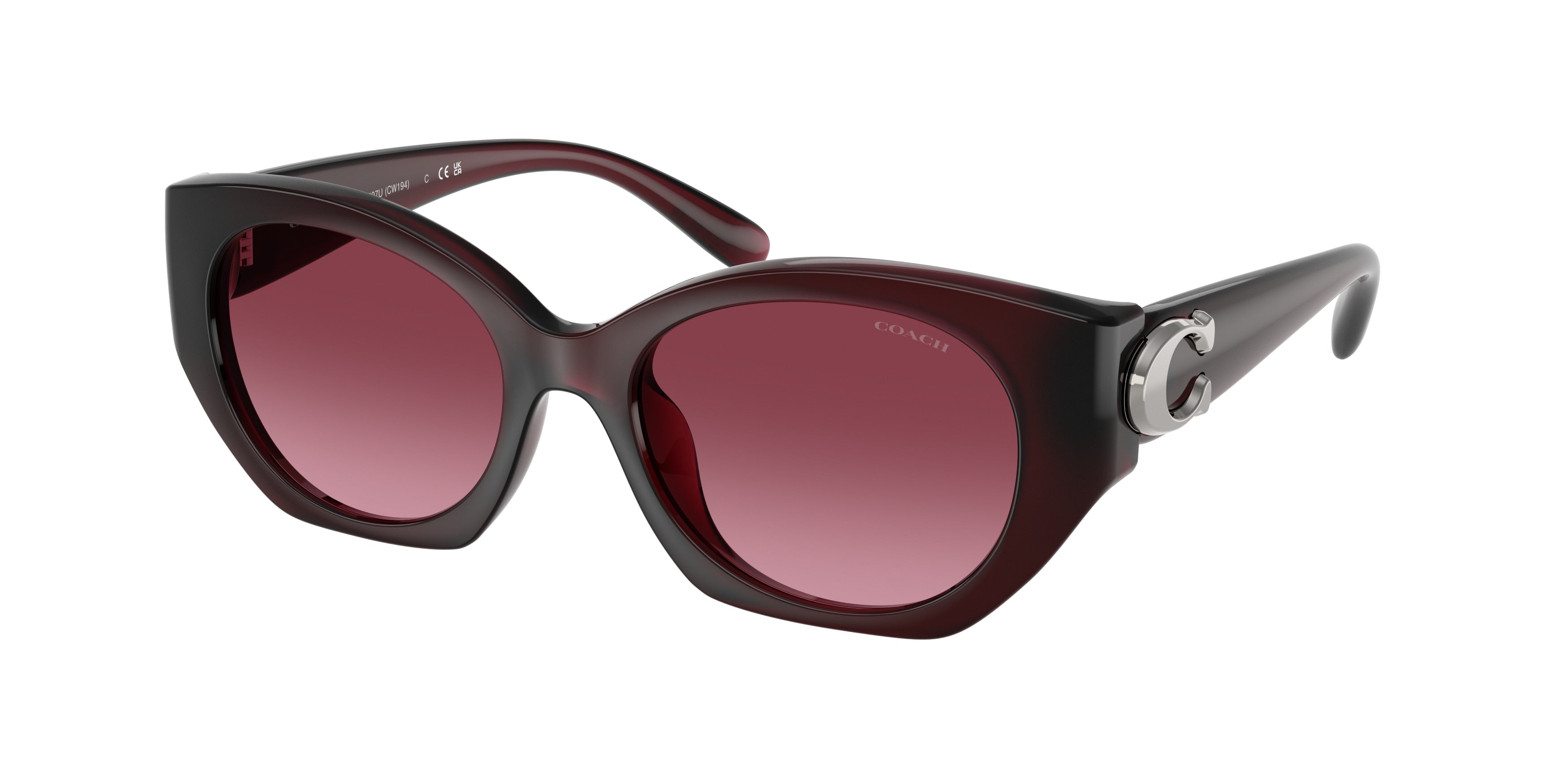 Coach CW194 HC8407U Oval Sunglasses  53938H-Milky Burgundy 52-140-18 - Color Map Red