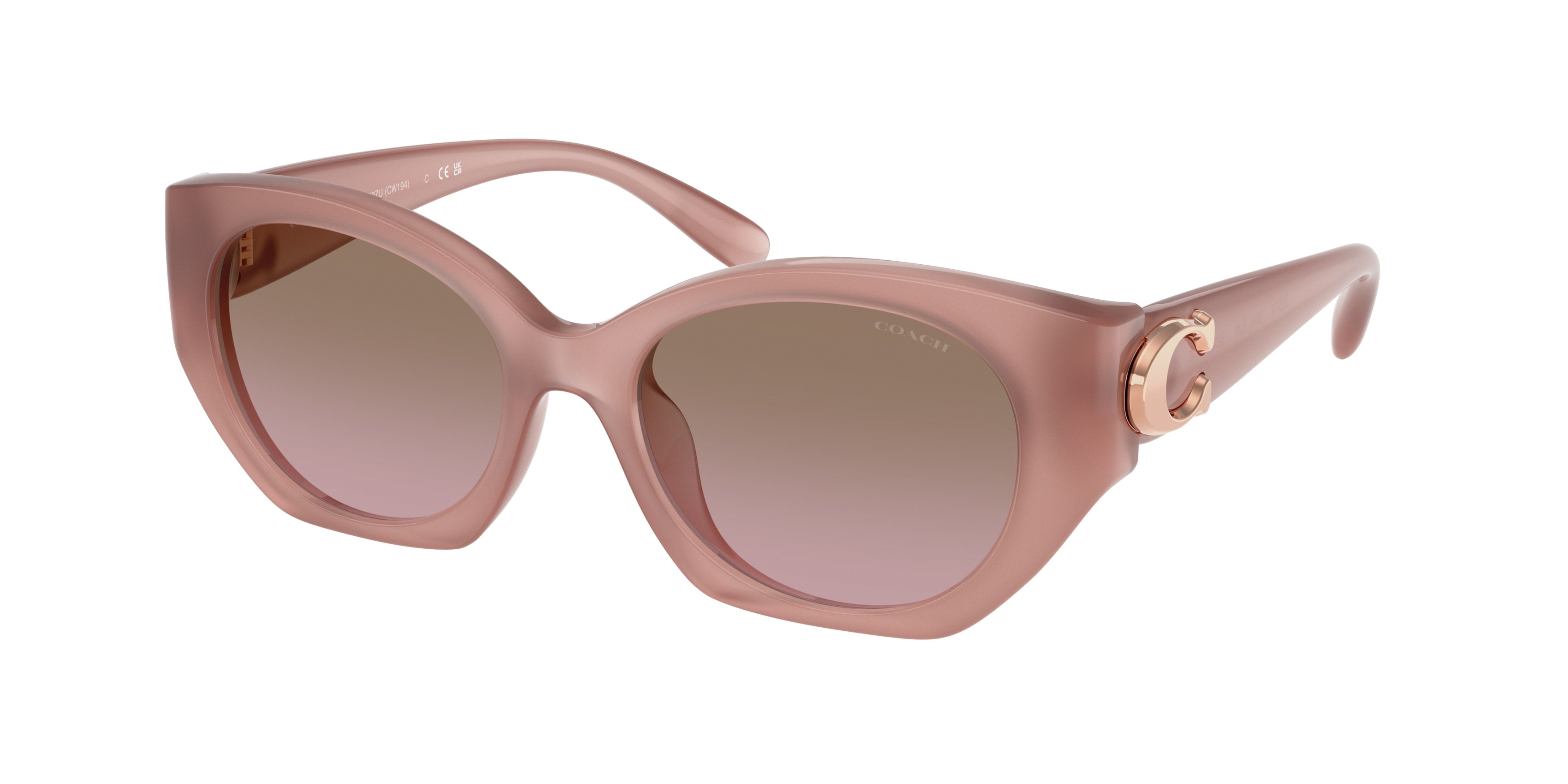 Coach CW194 HC8407U Oval Sunglasses  583914-Milky Buff 52-140-18 - Color Map Pink
