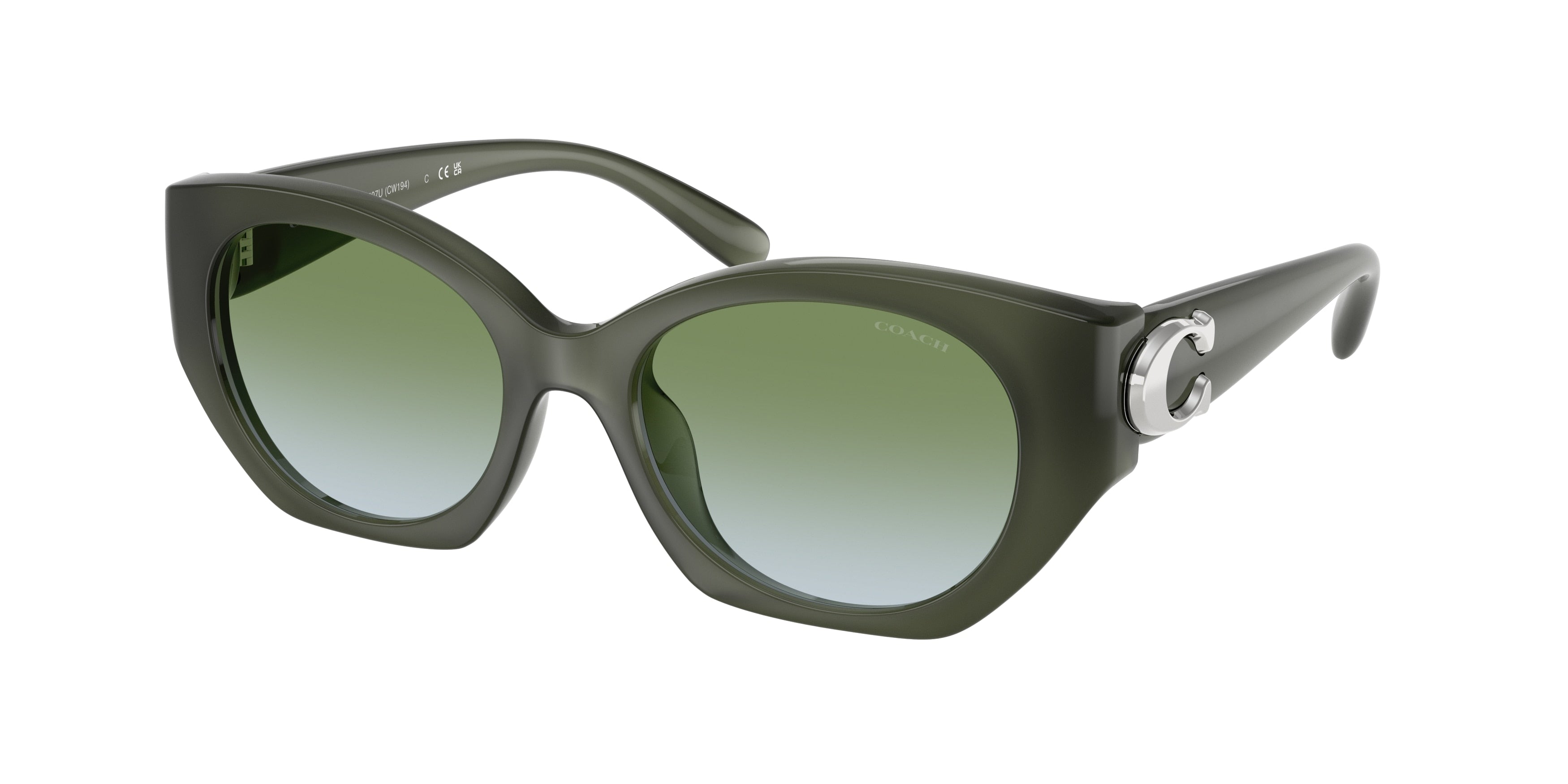 Coach CW194 HC8407U Oval Sunglasses  584017-Milky Moss 52-140-18 - Color Map Green