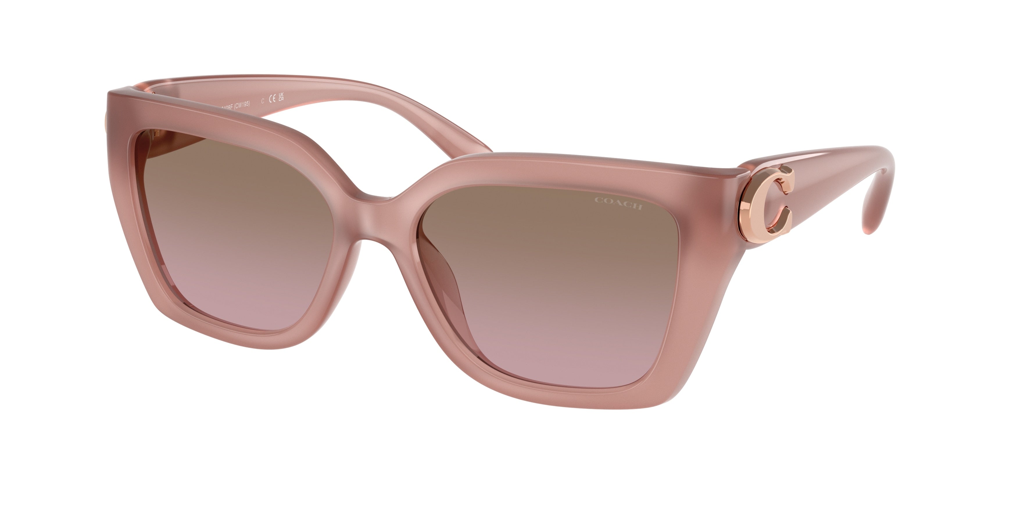 Coach CW202 HC8408F Square Sunglasses  583914-Milky Buff 57-145-16 - Color Map Pink