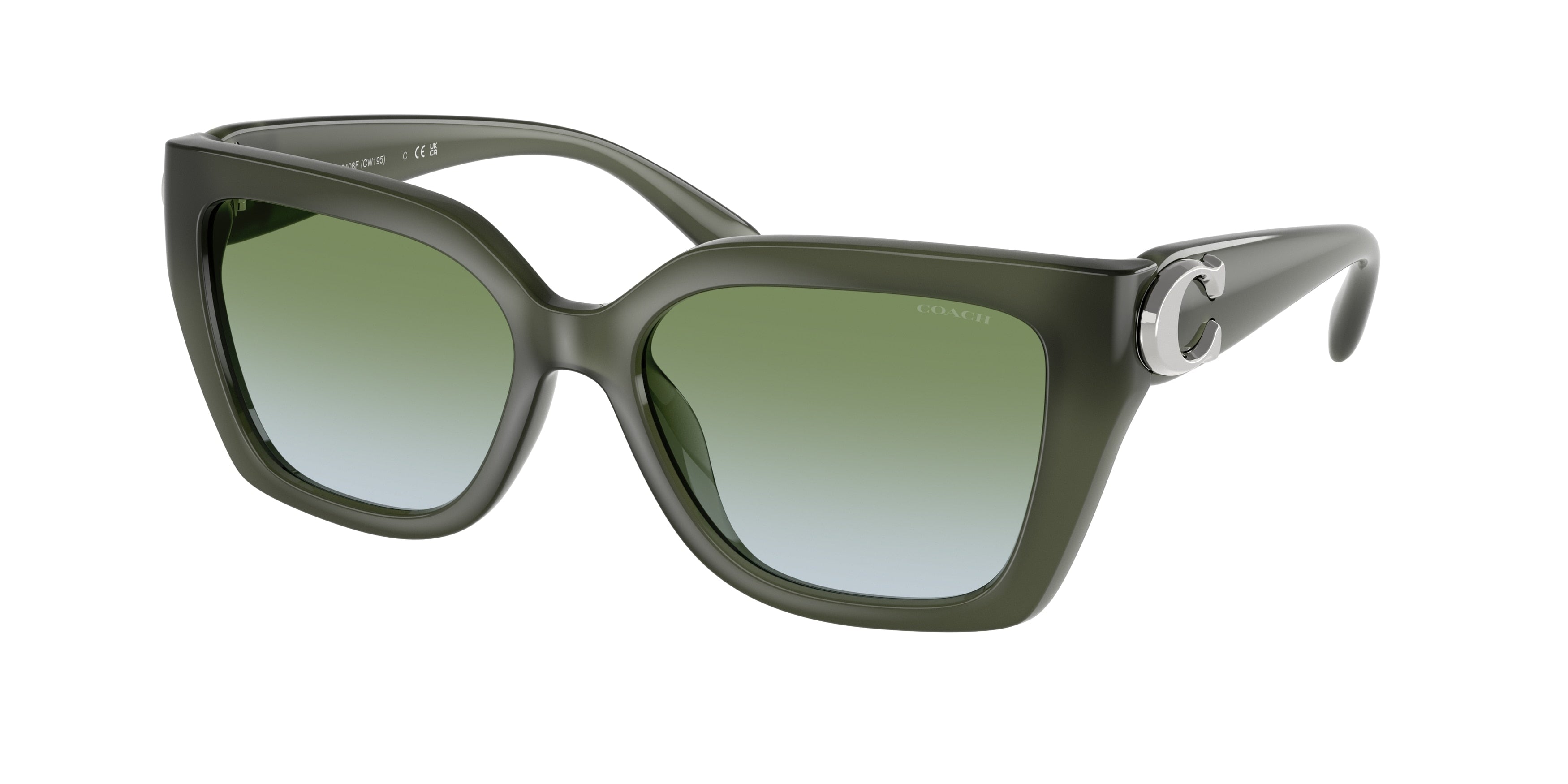 Coach CW202 HC8408F Square Sunglasses  584017-Milky Moss 57-145-16 - Color Map Green
