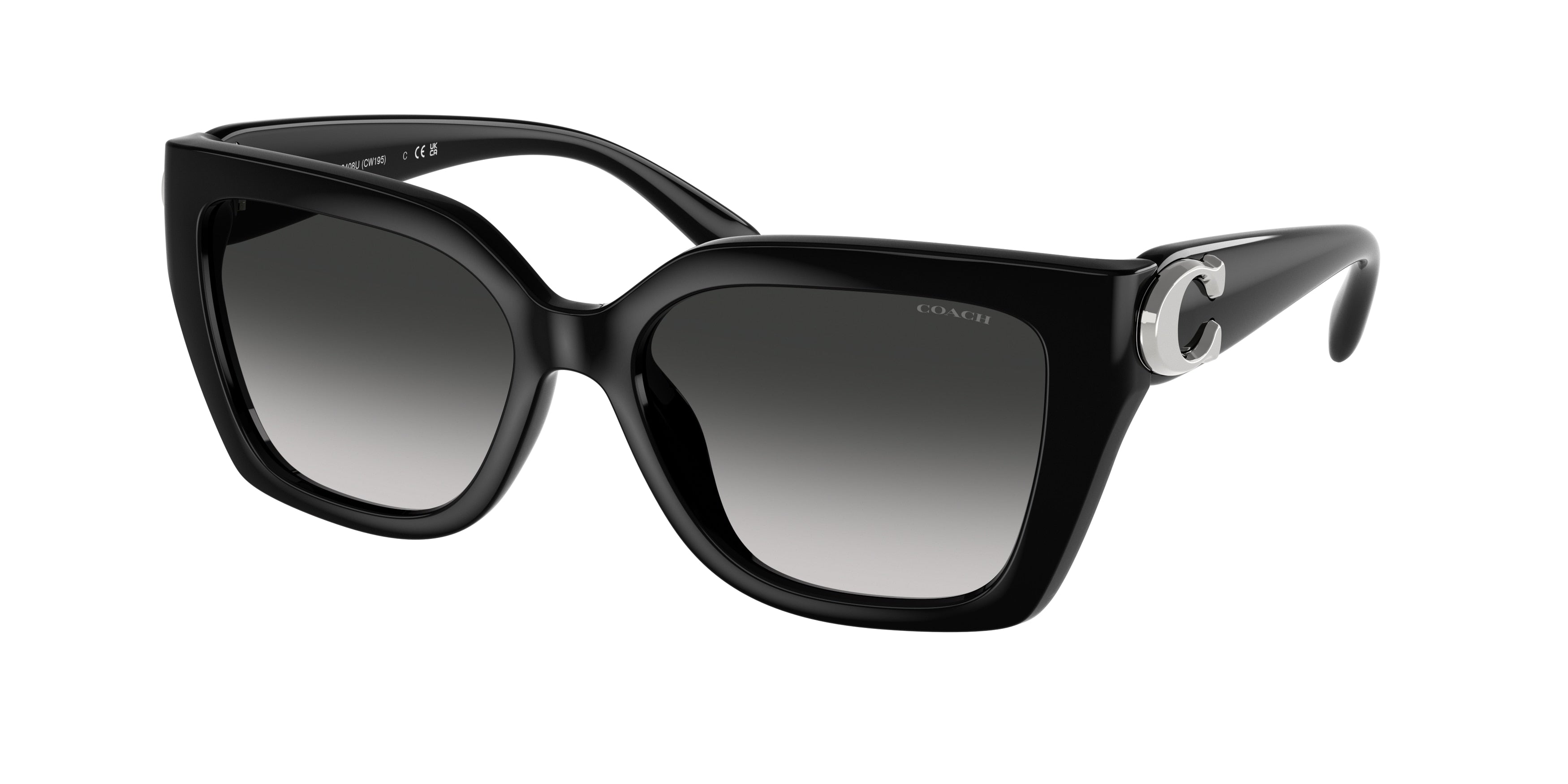 Coach CW195 HC8408U Square Sunglasses  50023C-Black 55-140-17 - Color Map Black