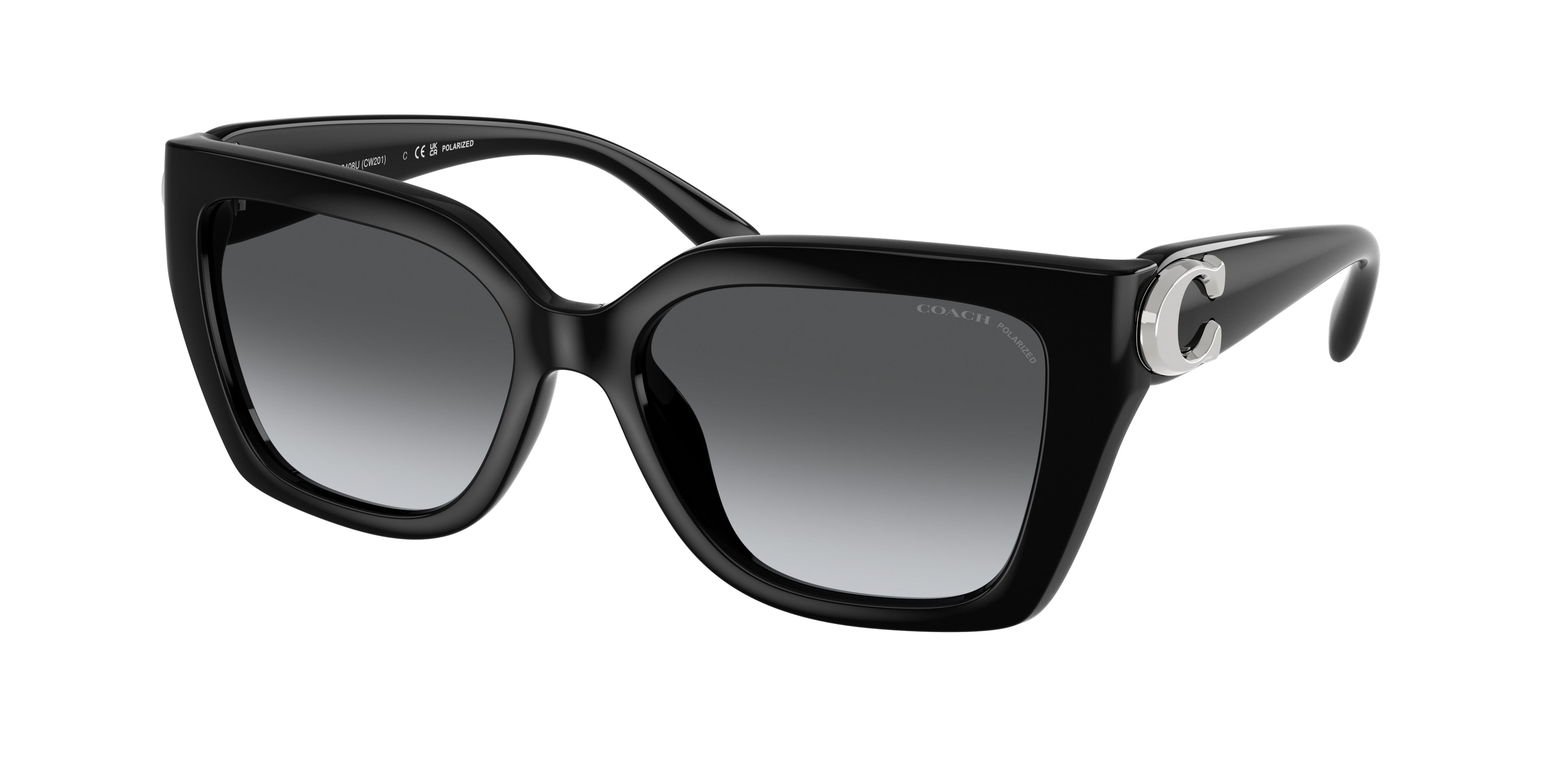 Coach CW195 HC8408U Square Sunglasses  5002T3-Black 55-140-17 - Color Map Black