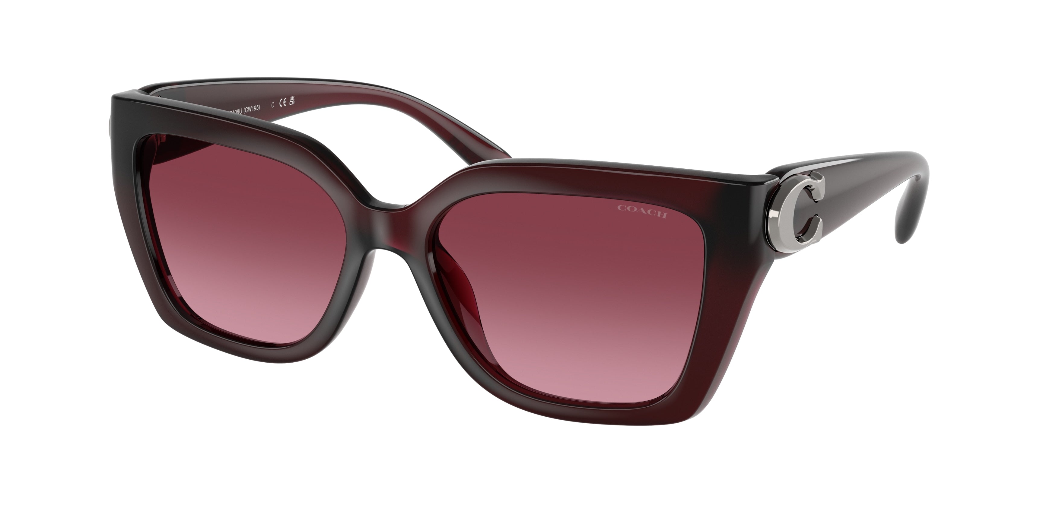 Coach CW195 HC8408U Square Sunglasses  53938H-Milky Burgundy 55-140-17 - Color Map Red
