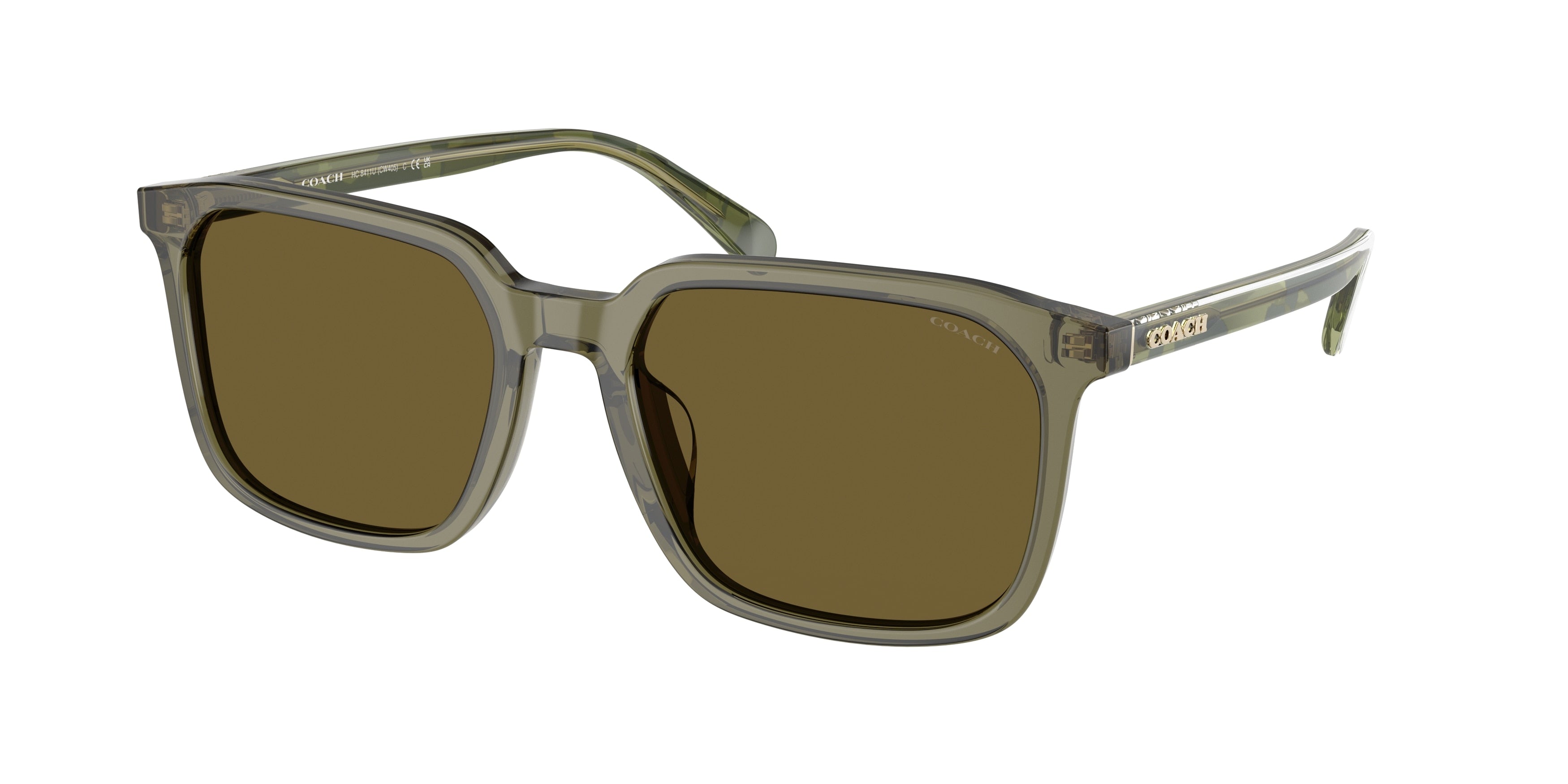 Coach CW405 HC8411U Square Sunglasses  5848S7-Transparent Olive 55-150-19 - Color Map Green