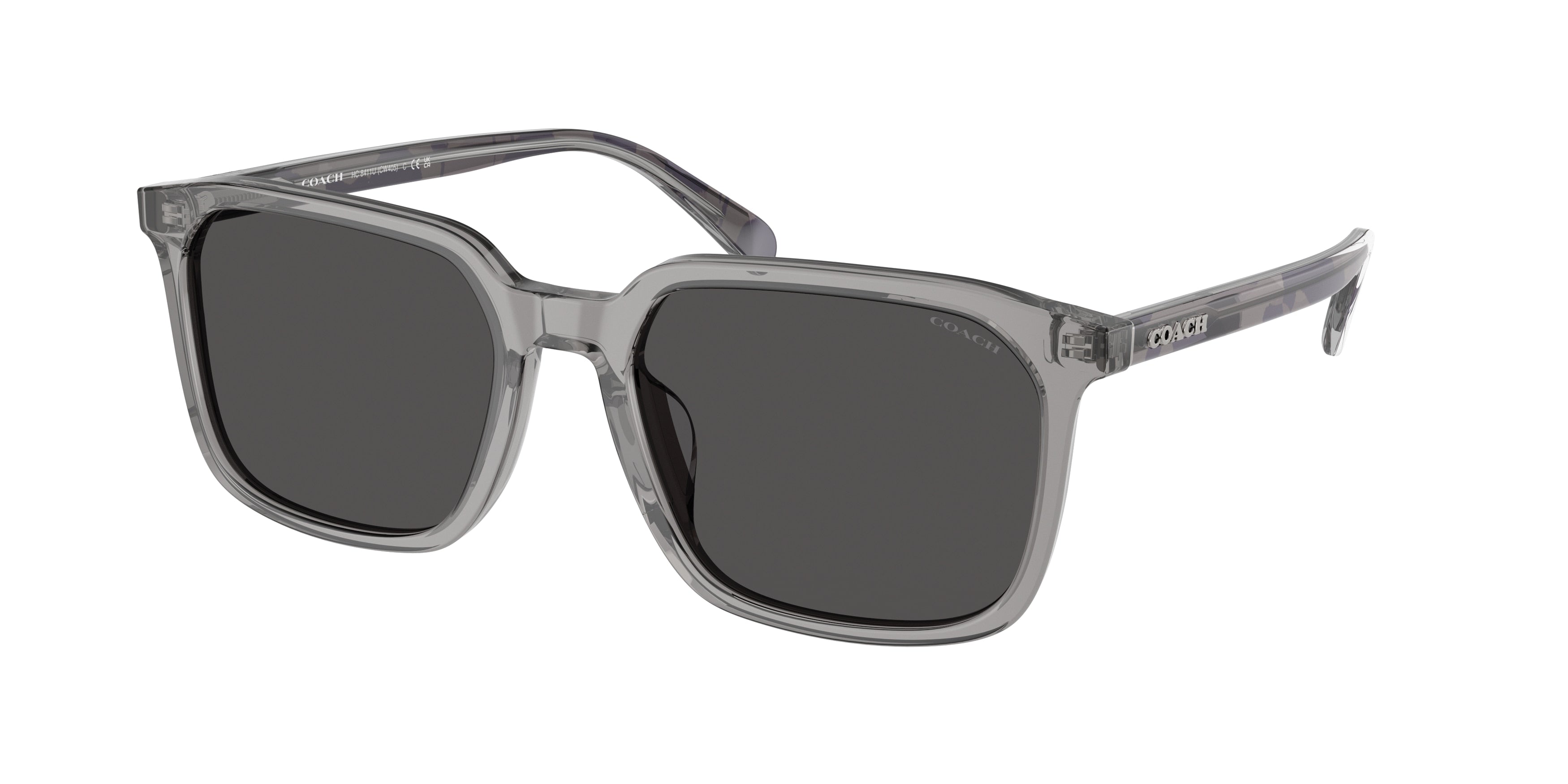 Coach CW405 HC8411U Square Sunglasses  584987-Transparent Grey 55-150-19 - Color Map Grey