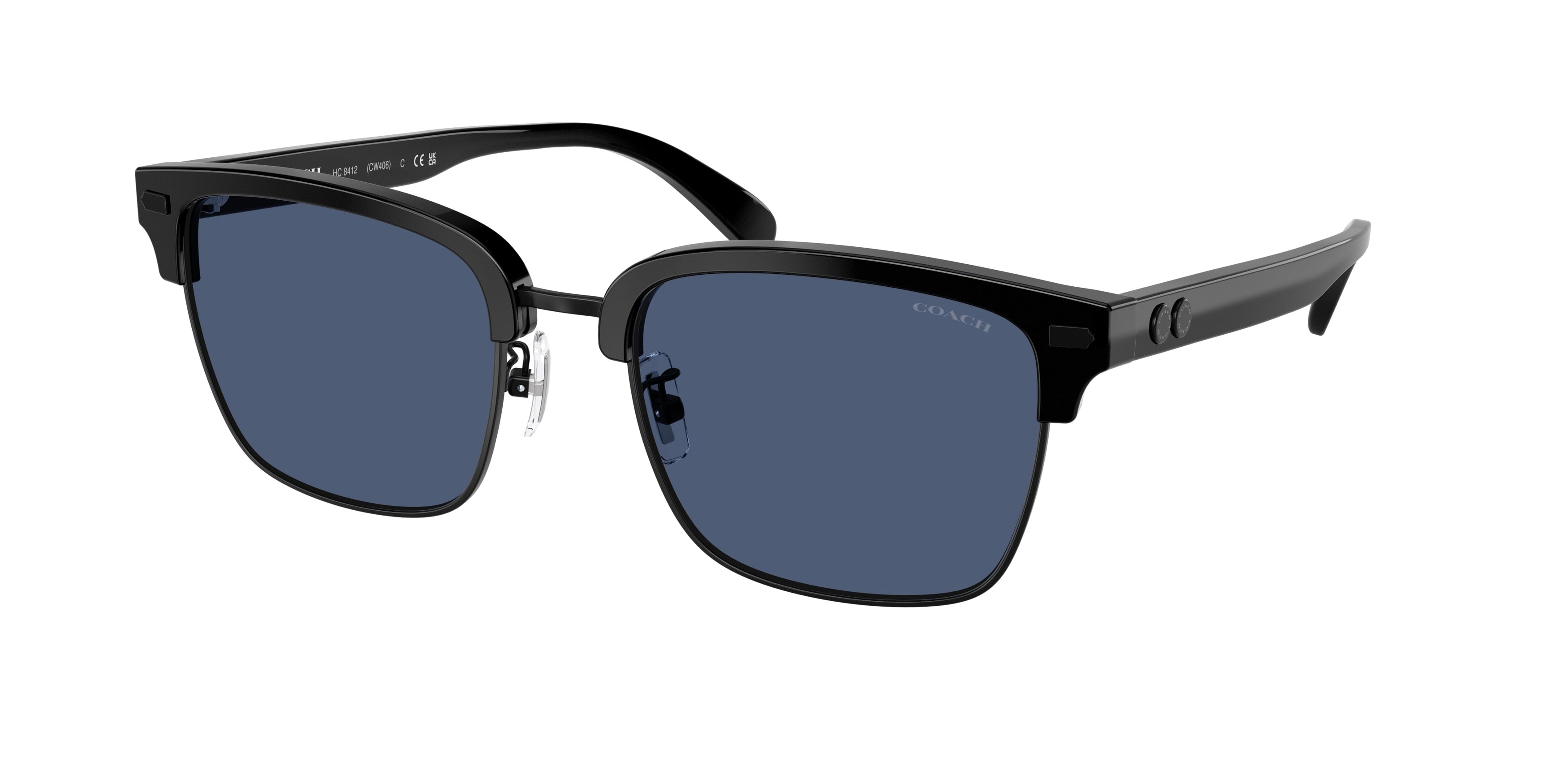 Coach CW406 HC8412 Square Sunglasses  500280-Black 56-150-20 - Color Map Black
