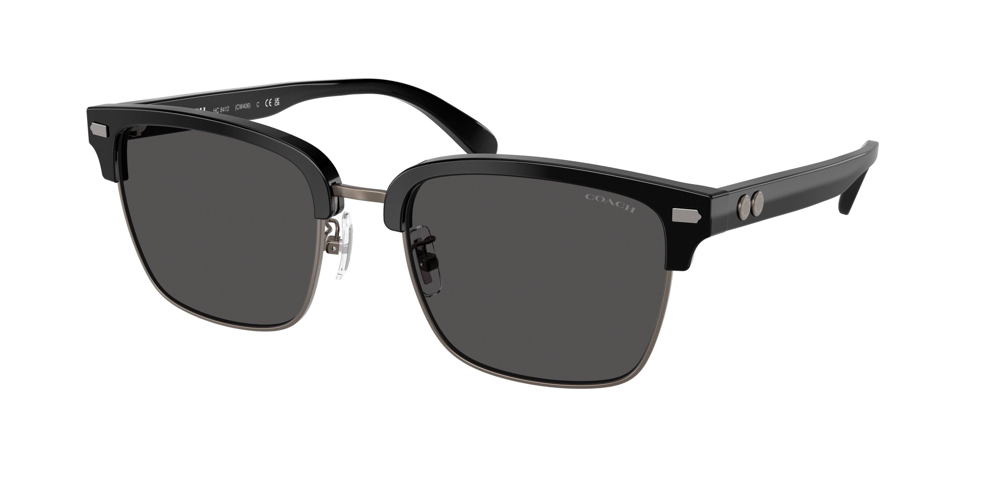 Coach CW406 HC8412 Square Sunglasses  500287-Gunmetal/Black 56-150-20 - Color Map Grey