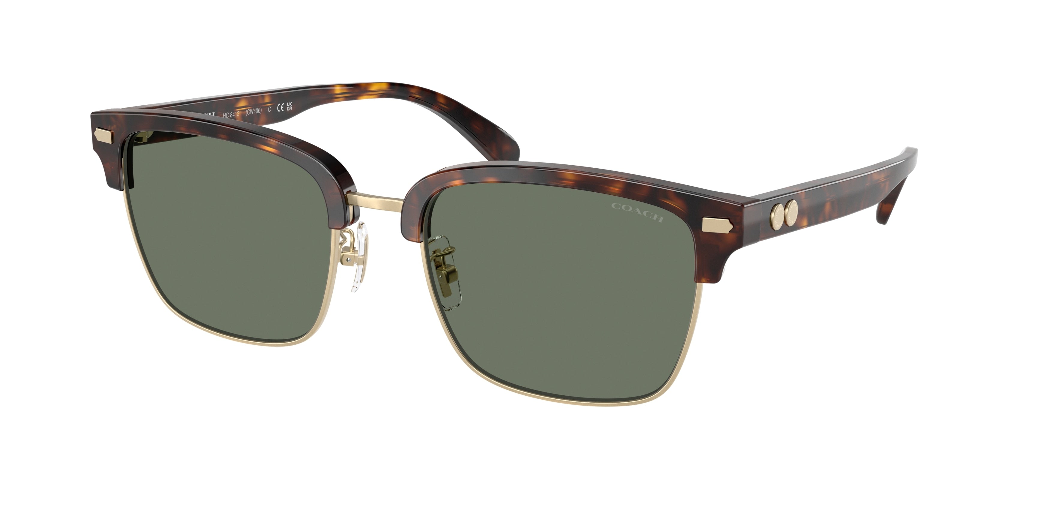 Coach CW406 HC8412 Square Sunglasses  51203H-Light Gold/Dark Tortoise 56-150-20 - Color Map Gold