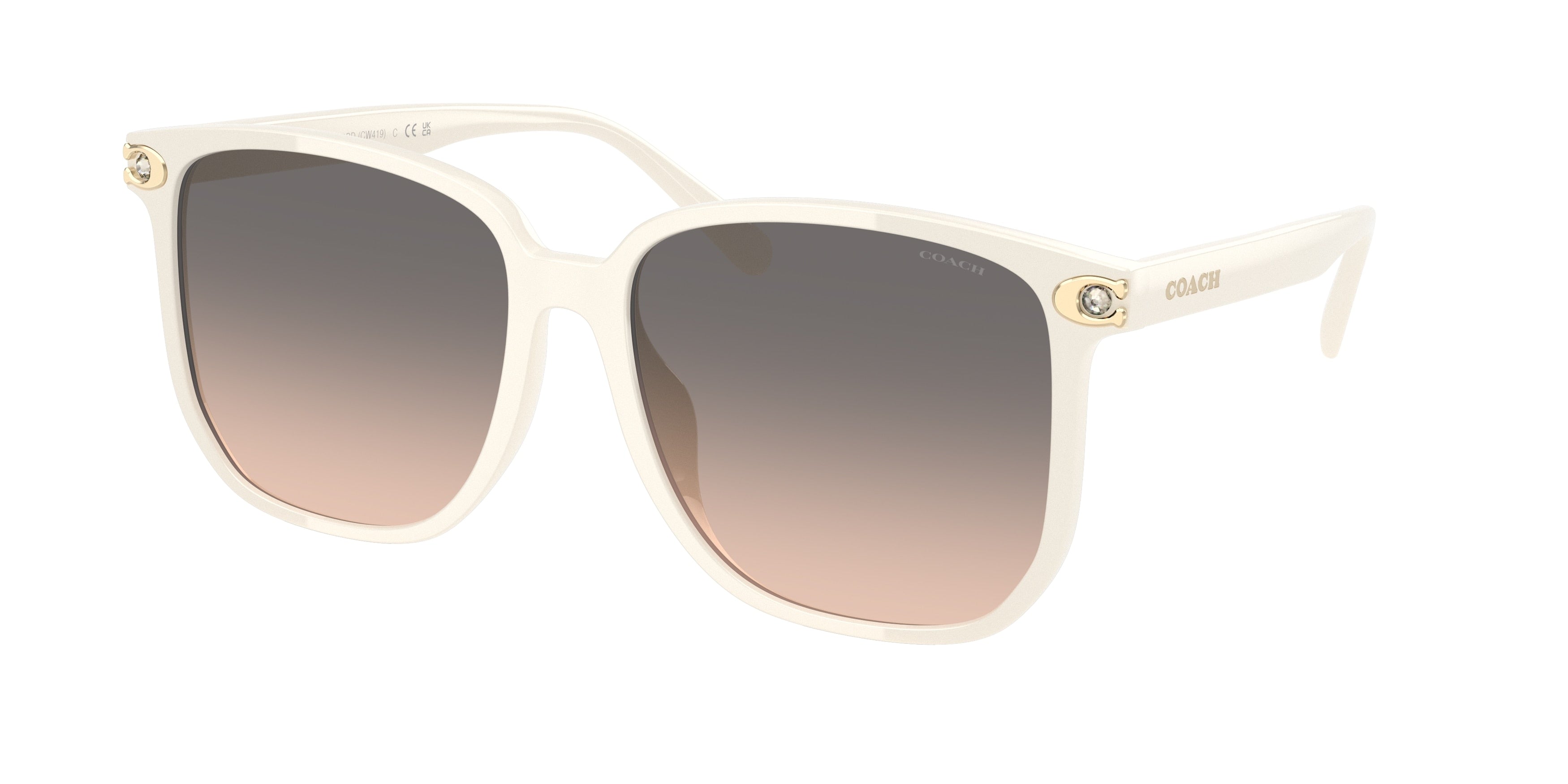 Coach CW419 HC8413BD Square Sunglasses  5853G9-Ivory Solid 58-150-16 - Color Map White