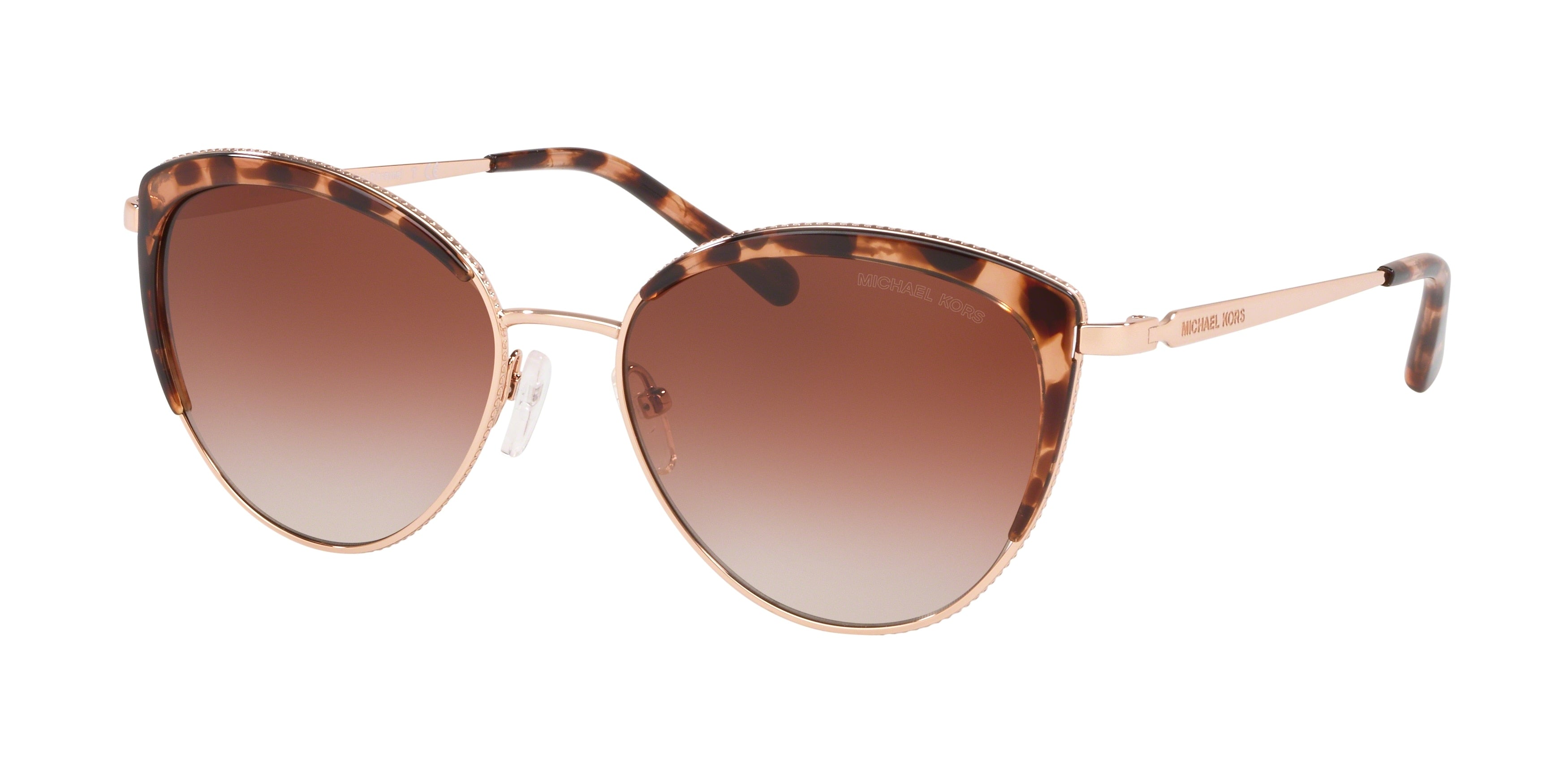 Michael Kors KEY BISCAYNE MK1046 Cat Eye Sunglasses  110813-Rose Gold/Pink Tortoise 56-140-17 - Color Map Gold