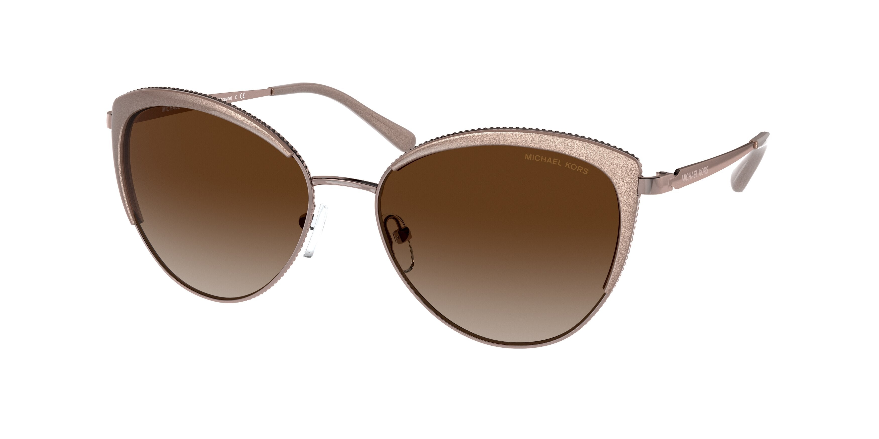 Michael Kors KEY BISCAYNE MK1046 Cat Eye Sunglasses  121313-Shiny Mink Brown/ Blush Camel 56-140-17 - Color Map Brown