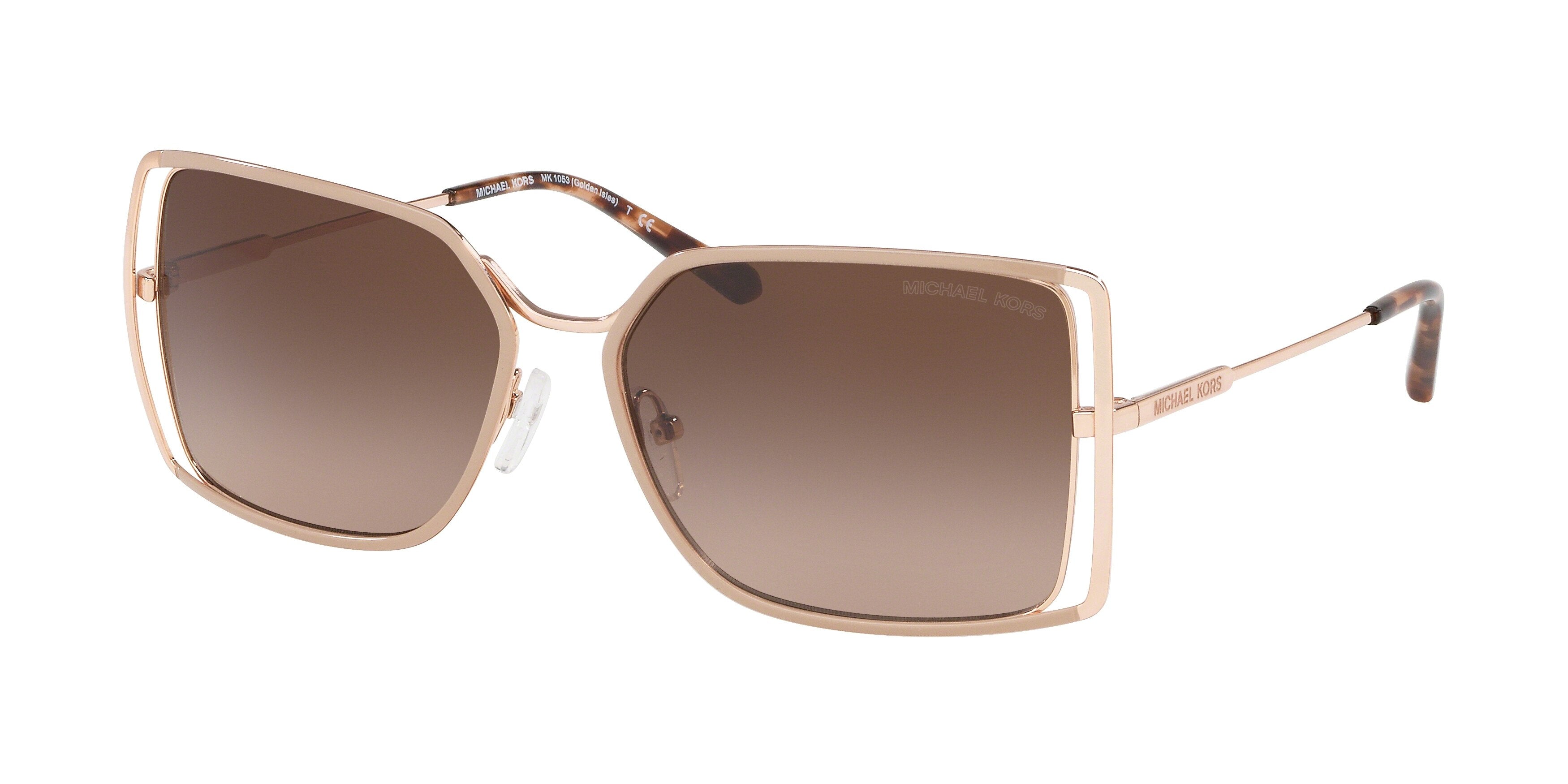 Michael Kors GOLDEN ISLES MK1053 Rectangle Sunglasses  110813-Rose Gold 58-140-16 - Color Map Gold