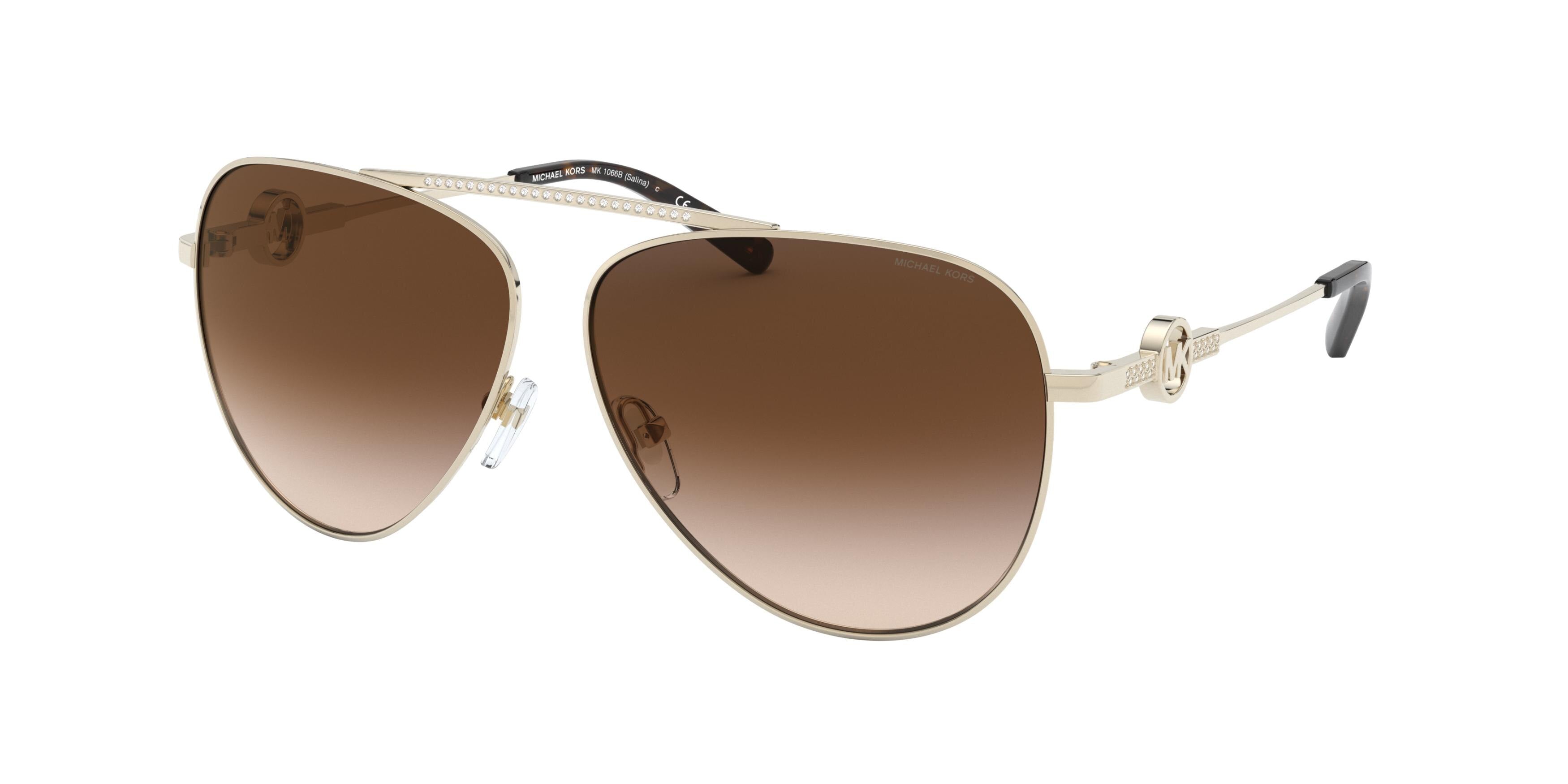 Michael Kors SALINA MK1066B Pilot Sunglasses  100113-Light Gold 59-140-11 - Color Map Gold