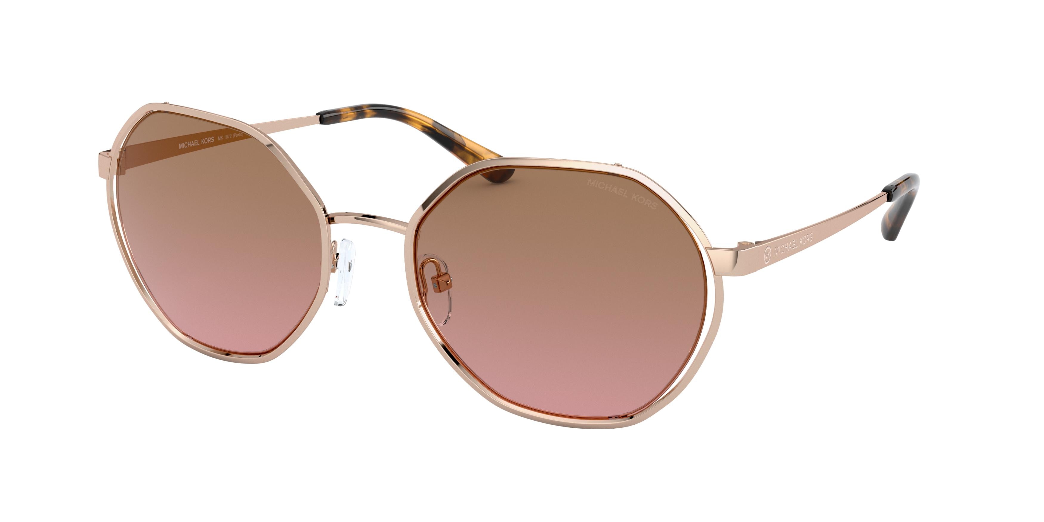 Michael Kors PORTO MK1072 Irregular Sunglasses  110814-Rose Gold 57-145-20 - Color Map Gold