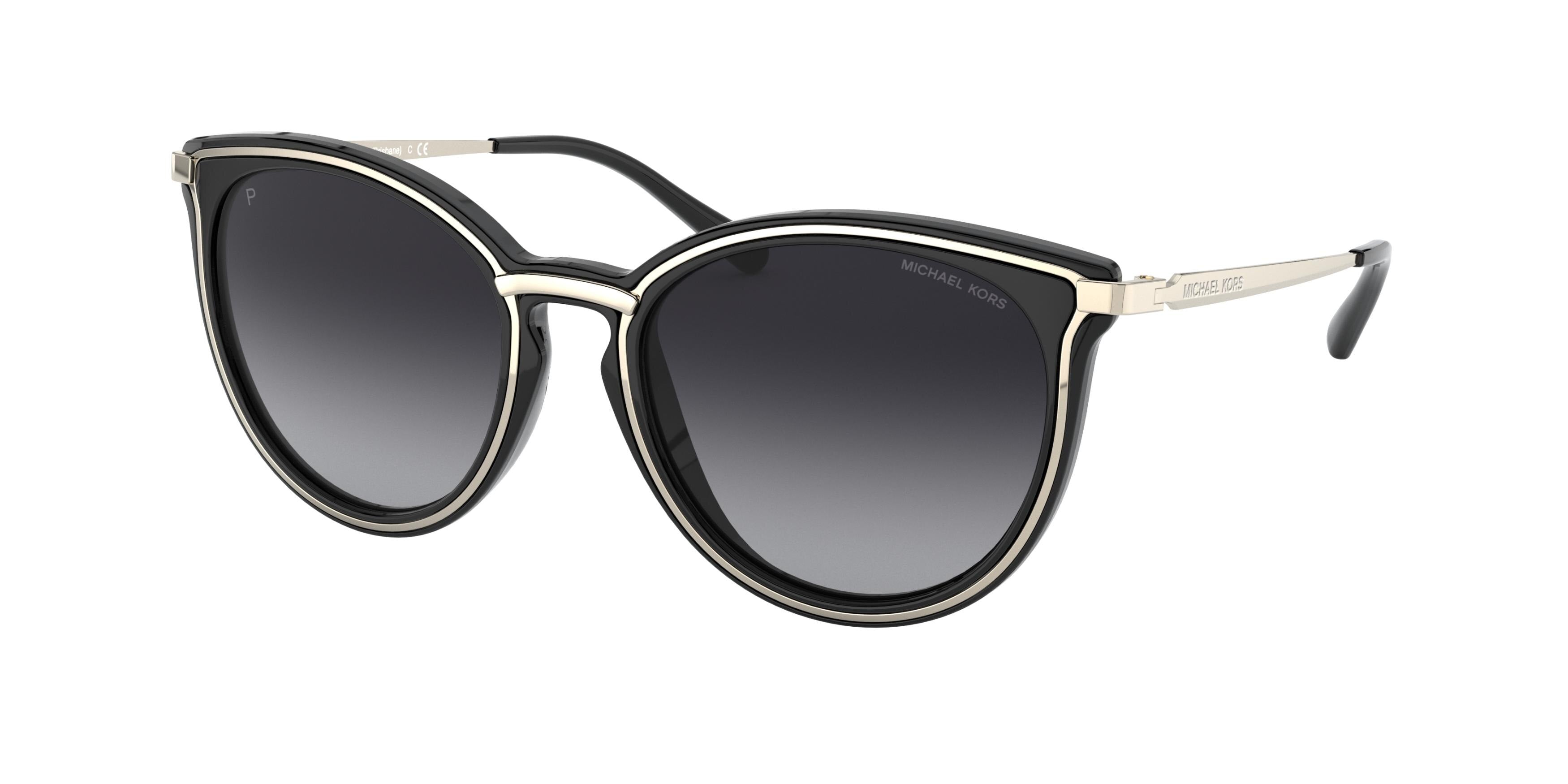 Michael Kors BRISBANE MK1077 Round Sunglasses  1014T3-Light Gold/Black 54-140-19 - Color Map Gold