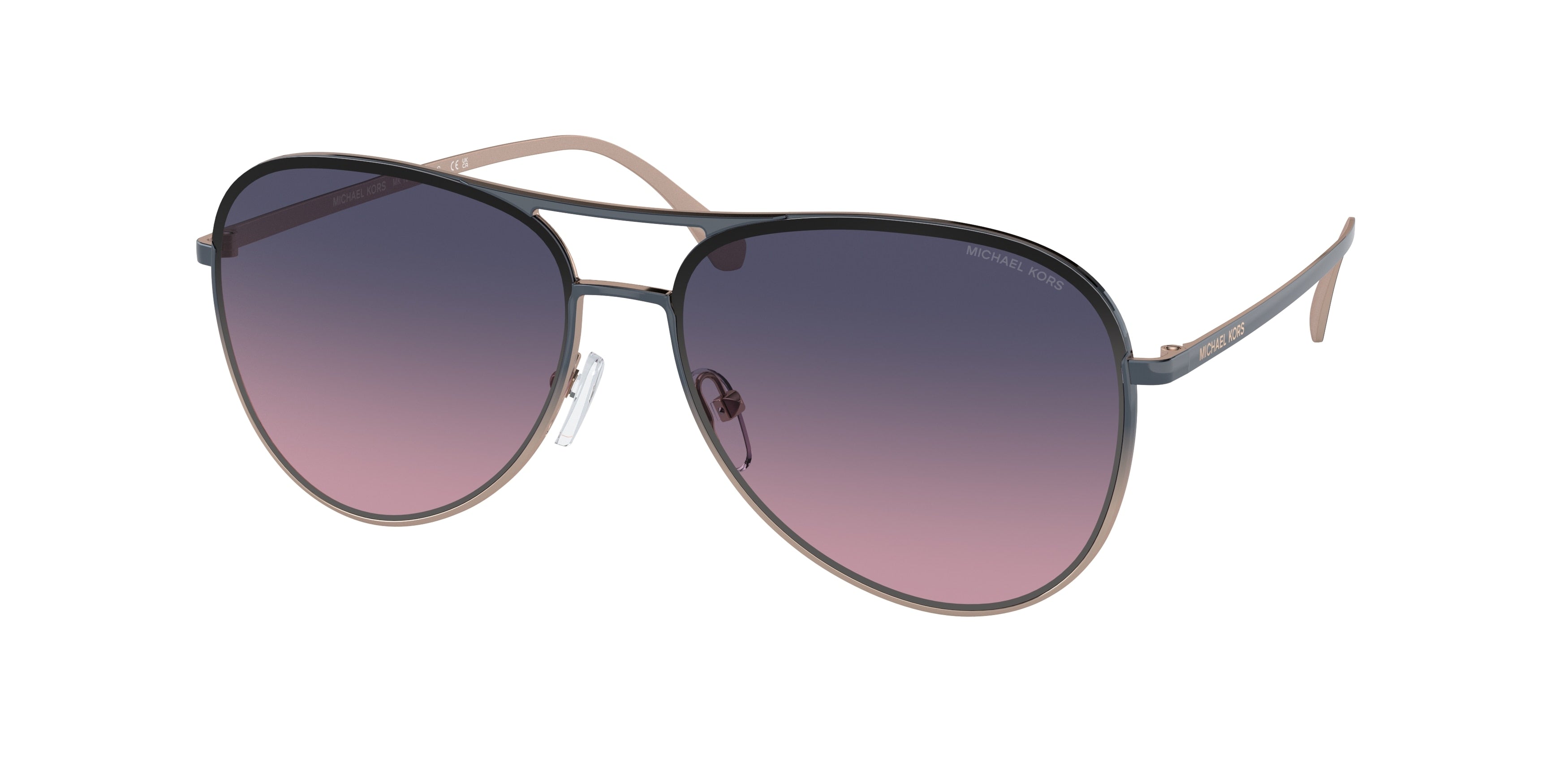Michael Kors KONA MK1089 Pilot Sunglasses  1334I6-Navy Rose Gold Gradient 59-140-14 - Color Map Blue