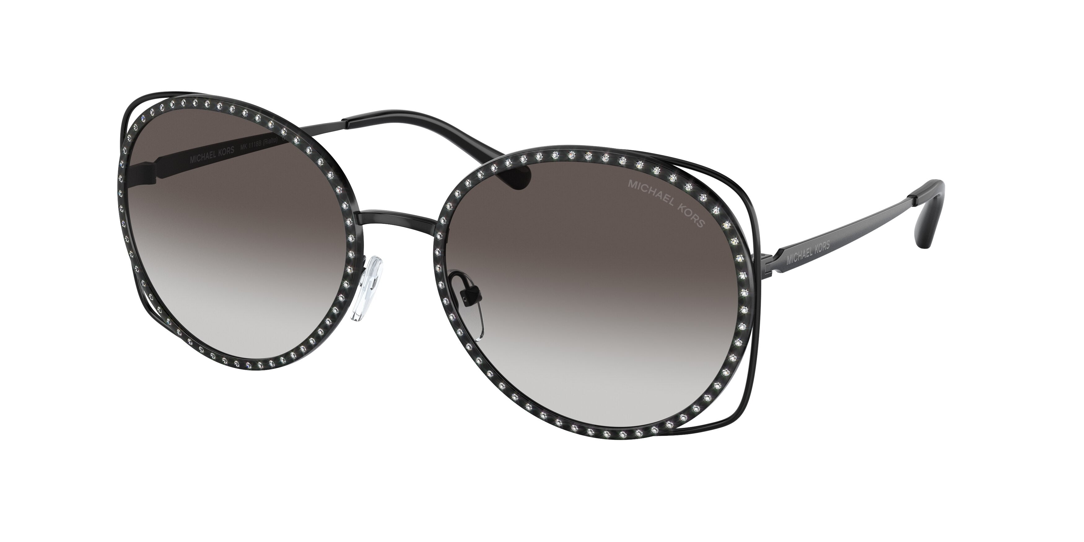 Michael Kors RIALTO MK1118B Round Sunglasses  10058G-Black 57-140-20 - Color Map Black