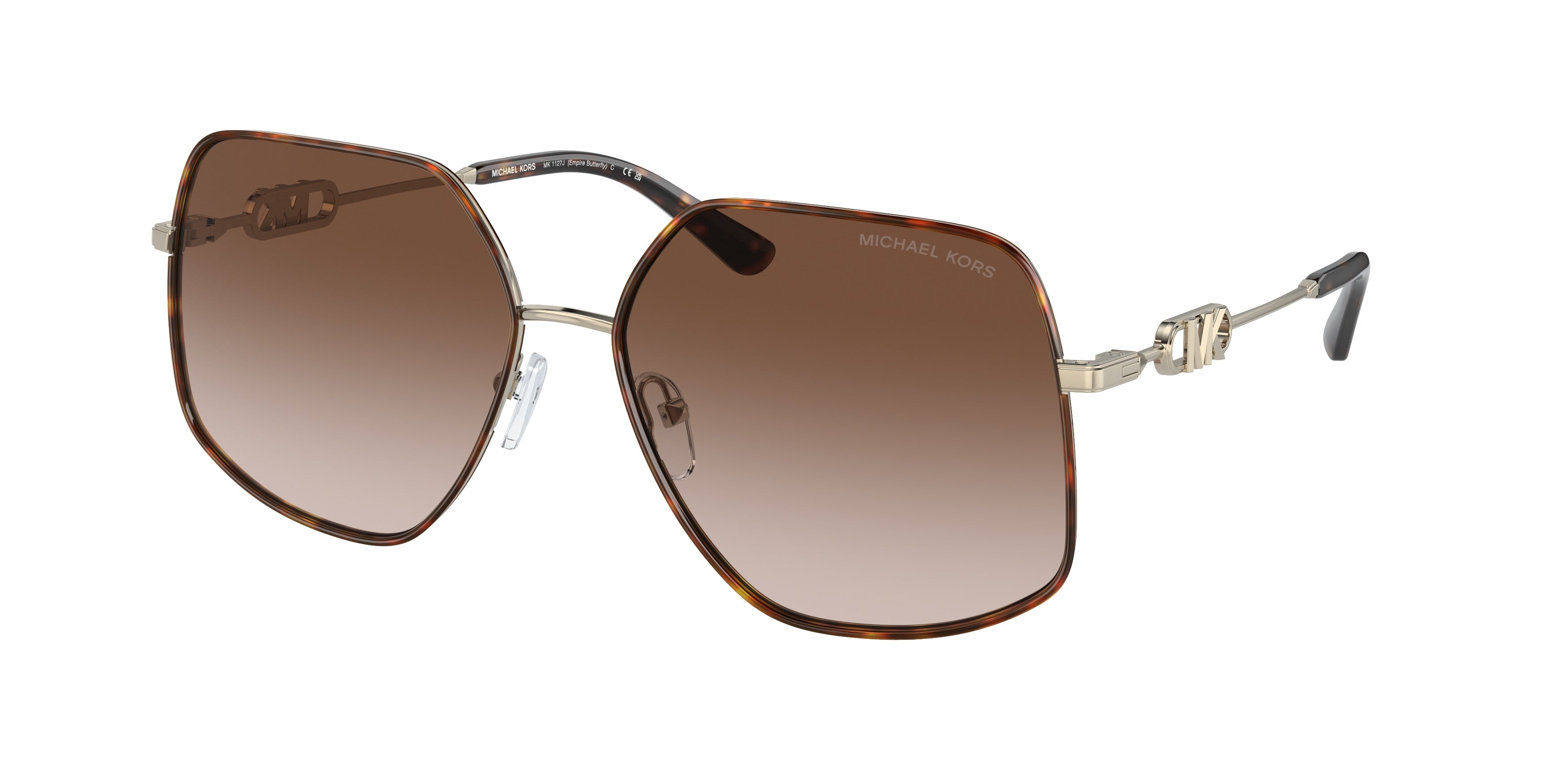 Michael Kors EMPIRE BUTTERFLY MK1127J Irregular Sunglasses  101413-Light Gold/Dark Tortoise 59-145-16 - Color Map Gold