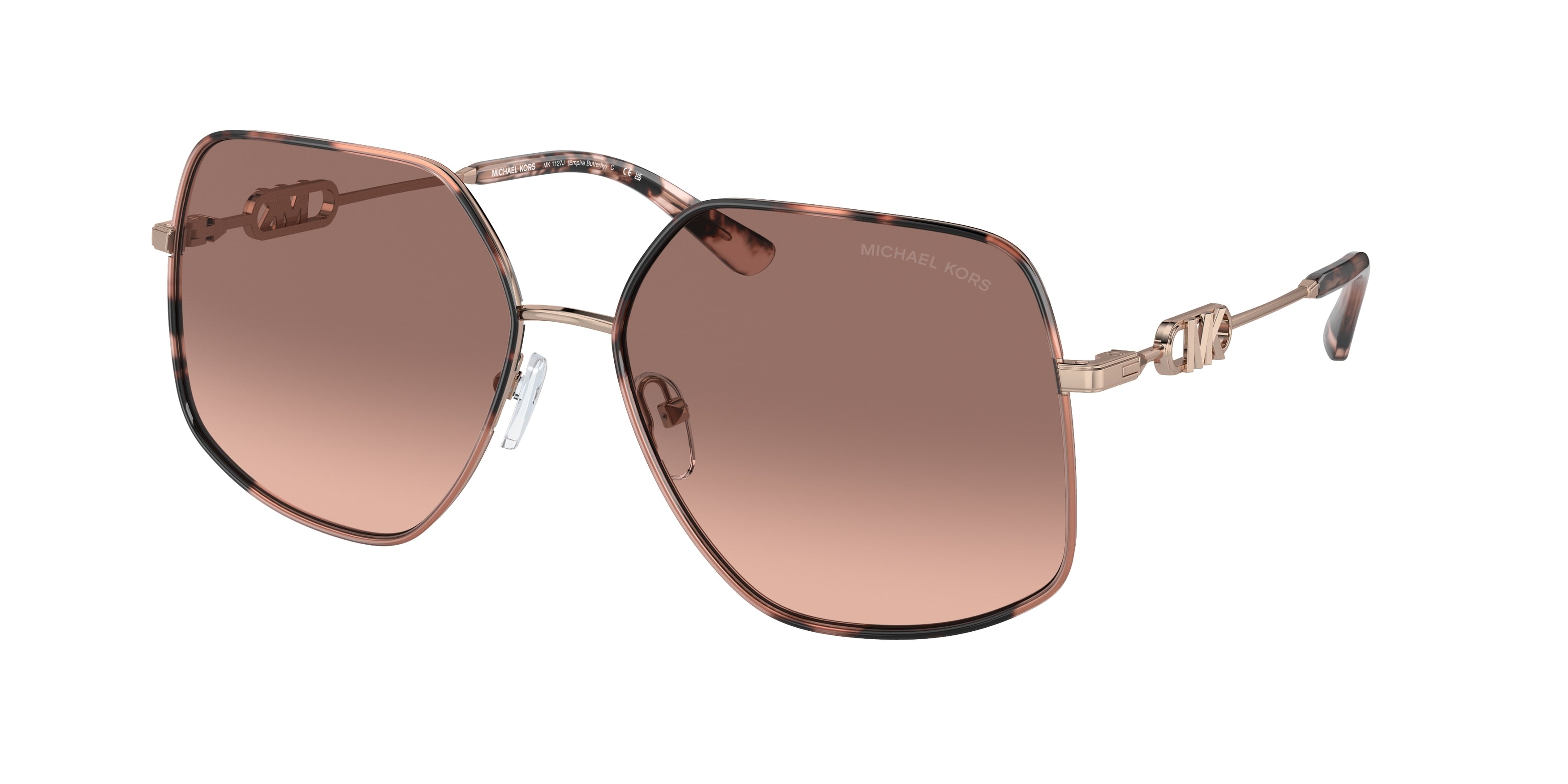 Michael Kors EMPIRE BUTTERFLY MK1127J Irregular Sunglasses  110813-Rose Gold/Pink Tortoise 59-145-16 - Color Map Gold