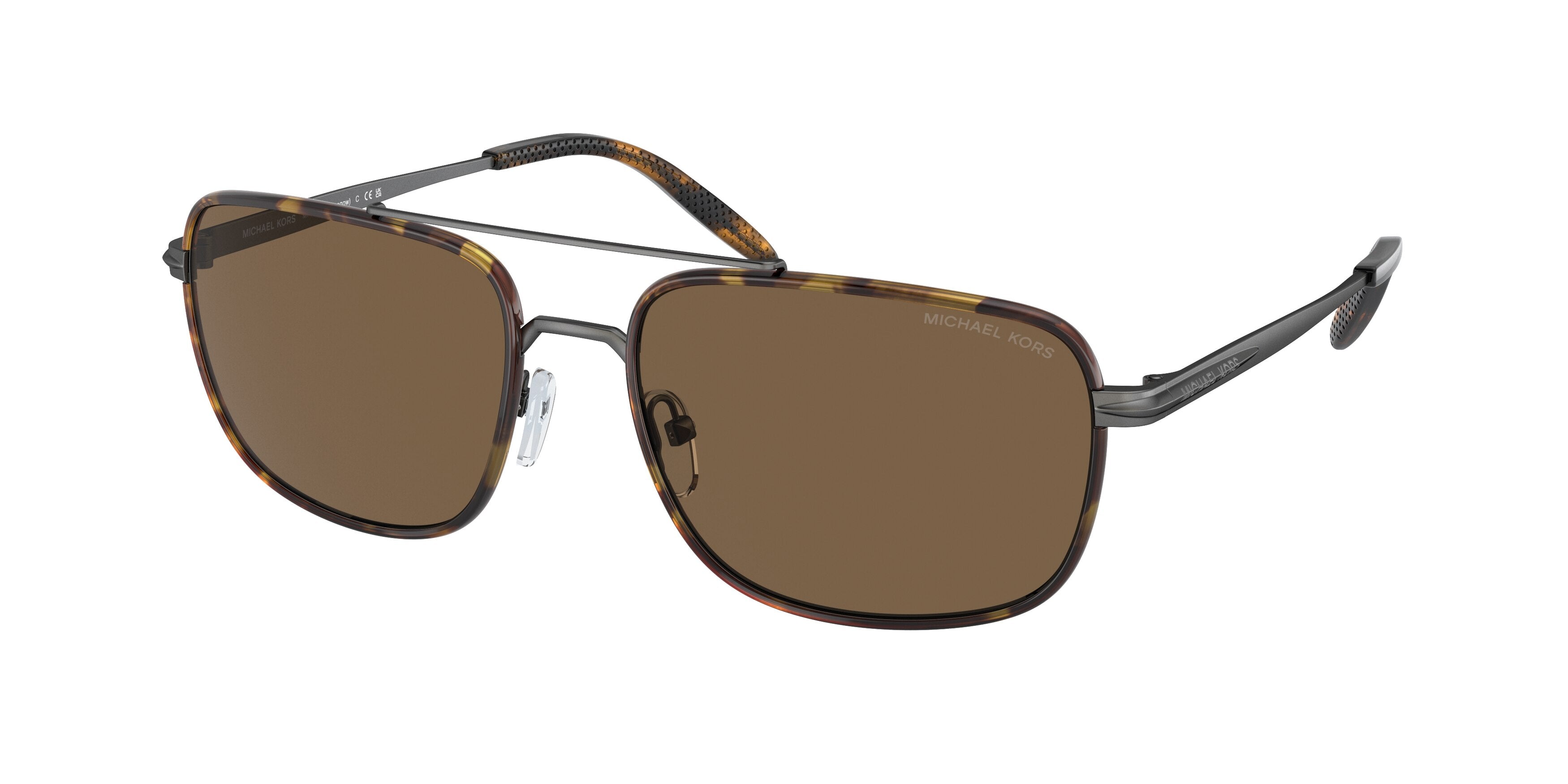 Michael Kors GLASGOW MK1133J Rectangle Sunglasses  102373-Matte Gunmetal/Dark Tortoise 60-145-18 - Color Map Grey