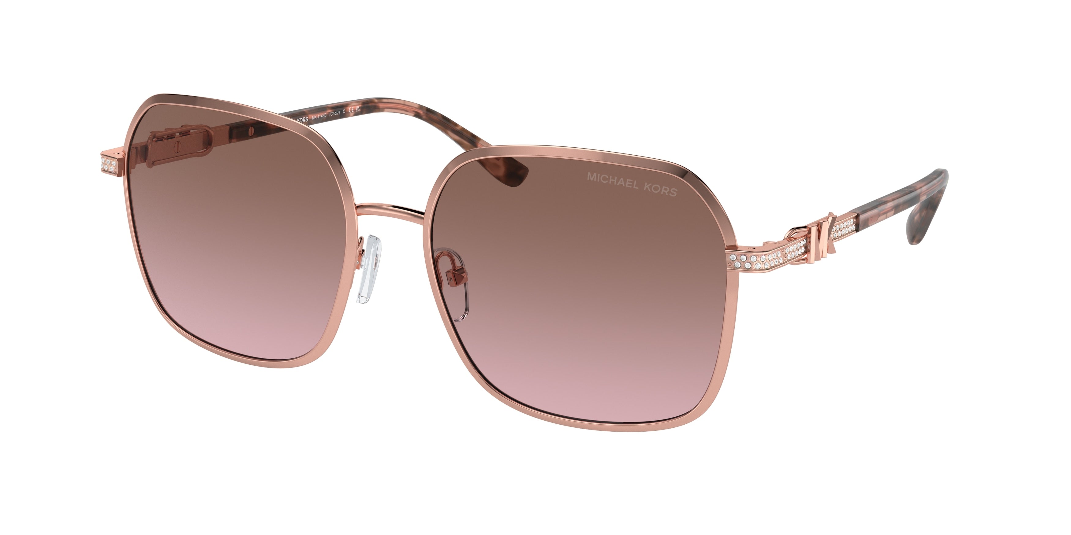 Michael Kors CADIZ MK1145B Square Sunglasses  110814-Shiny Rose Gold 58-145-17 - Color Map Gold