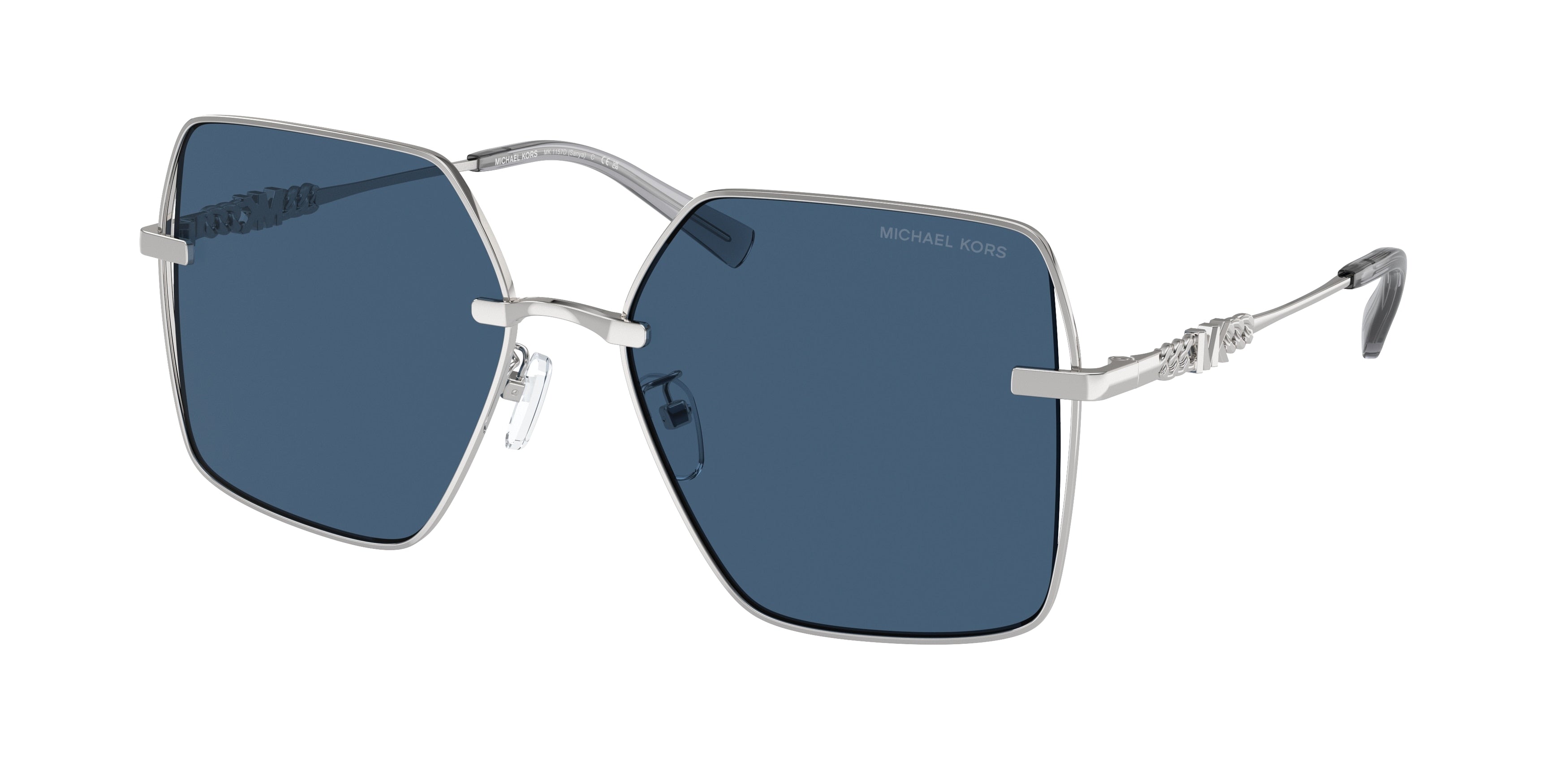 Michael Kors SANYA MK1157D Square Sunglasses  18938G-Shiny Silver 58-145-17 - Color Map Silver