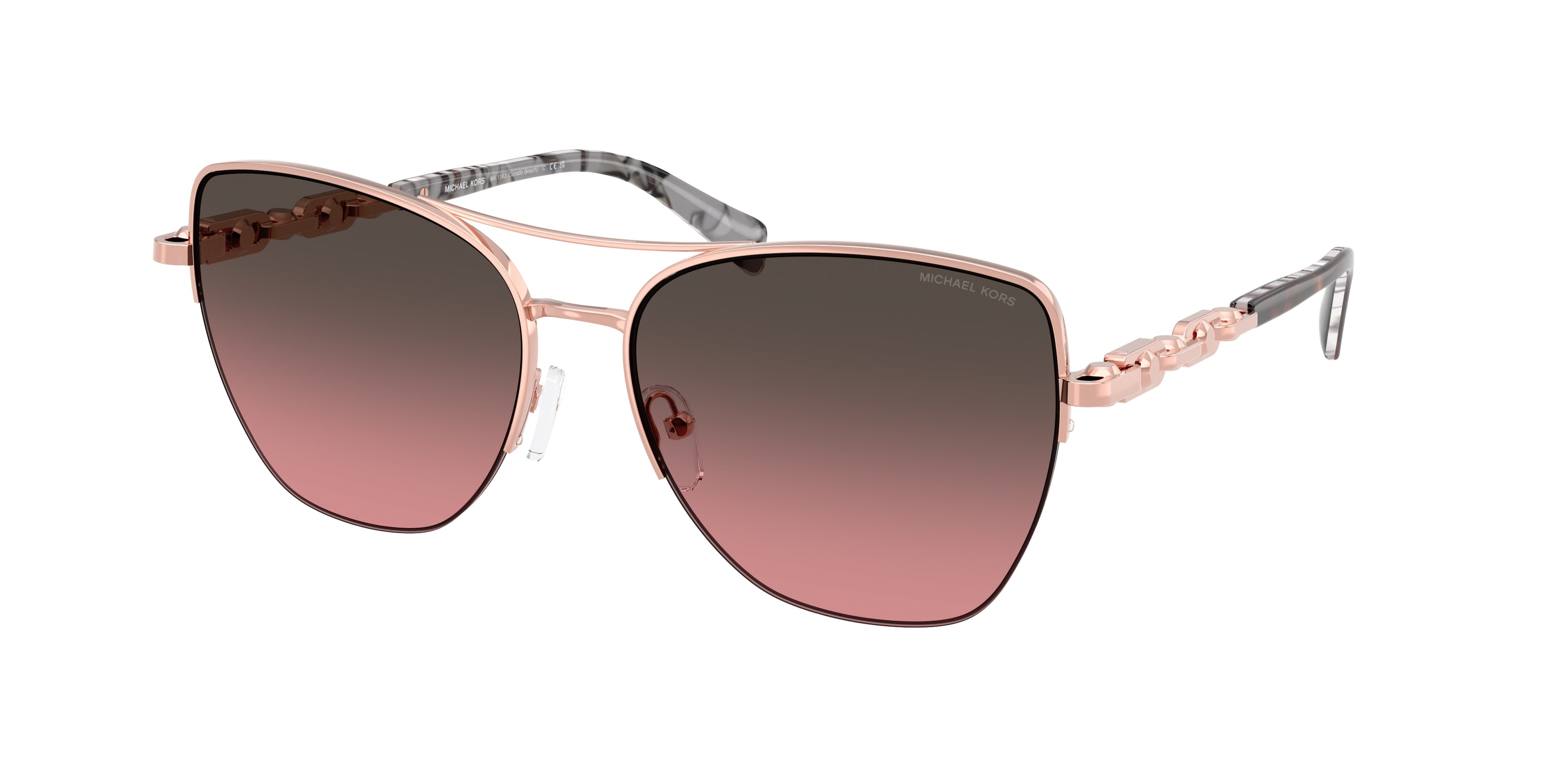 Michael Kors DORADO BEACH MK1163 Square Sunglasses  110811-Rose Gold Shiny 57-140-16 - Color Map Pink