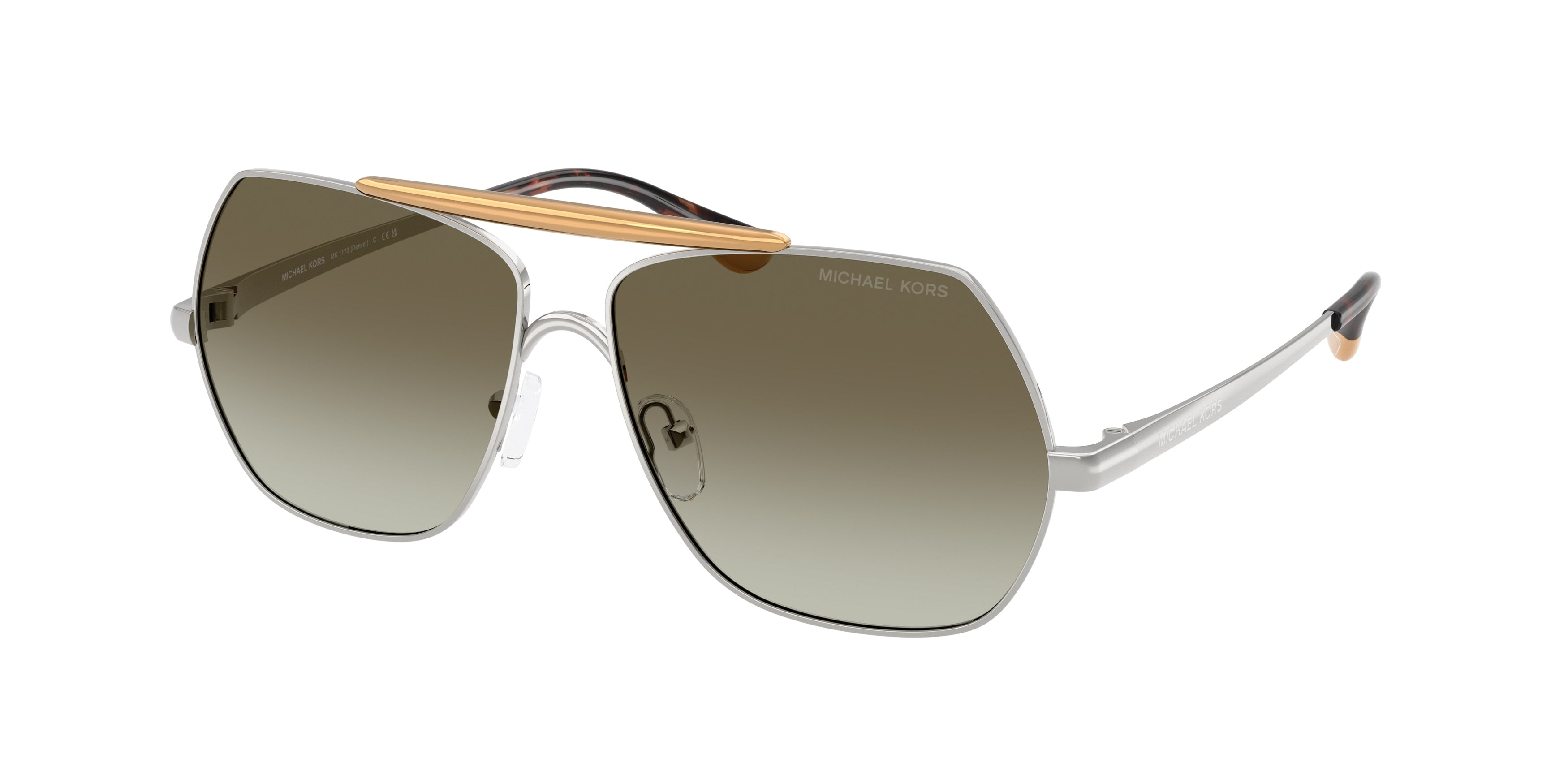 Michael Kors MK1173 Pilot Sunglasses for Women — Free Shipping - 58-140-13 / 18933M-Shiny Silver