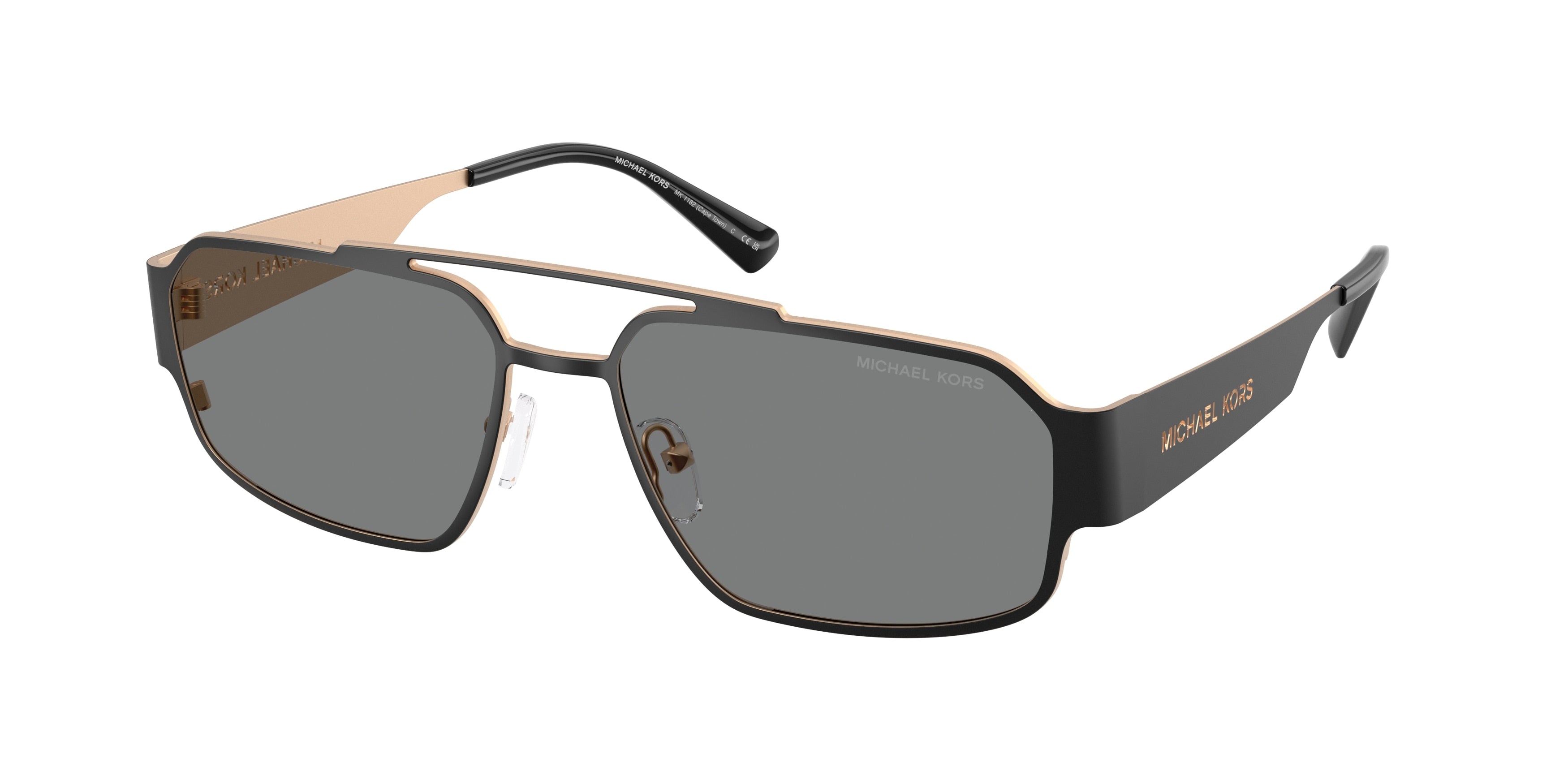 Michael Kors CAPE TOWN MK1182 Rectangle Sunglasses  100587-Black Matte 58-145-17 - Color Map Black
