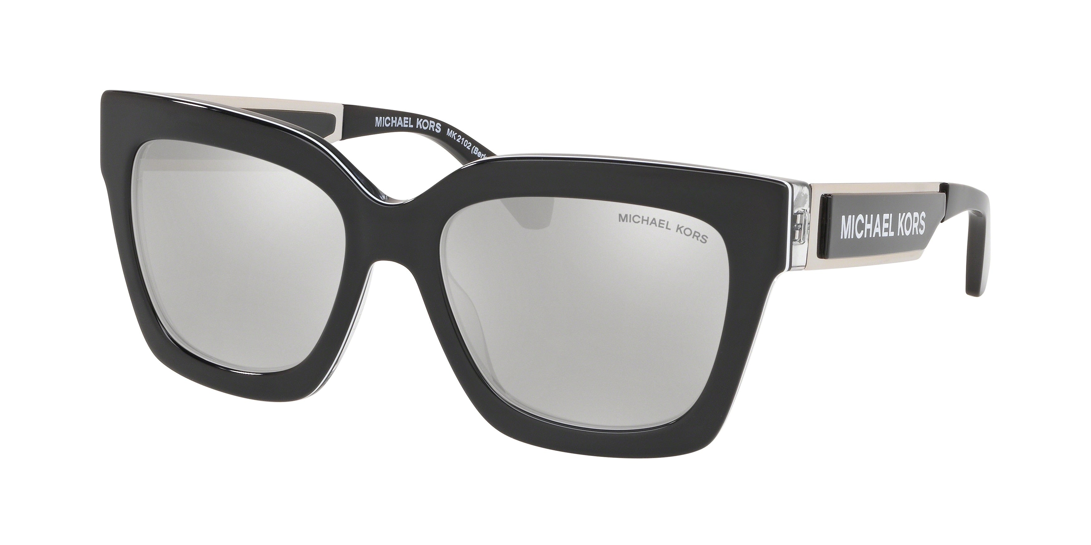 Michael Kors BERKSHIRES MK2102 Square Sunglasses  36666G-Black Sport Laminate 54-140-18 - Color Map Black