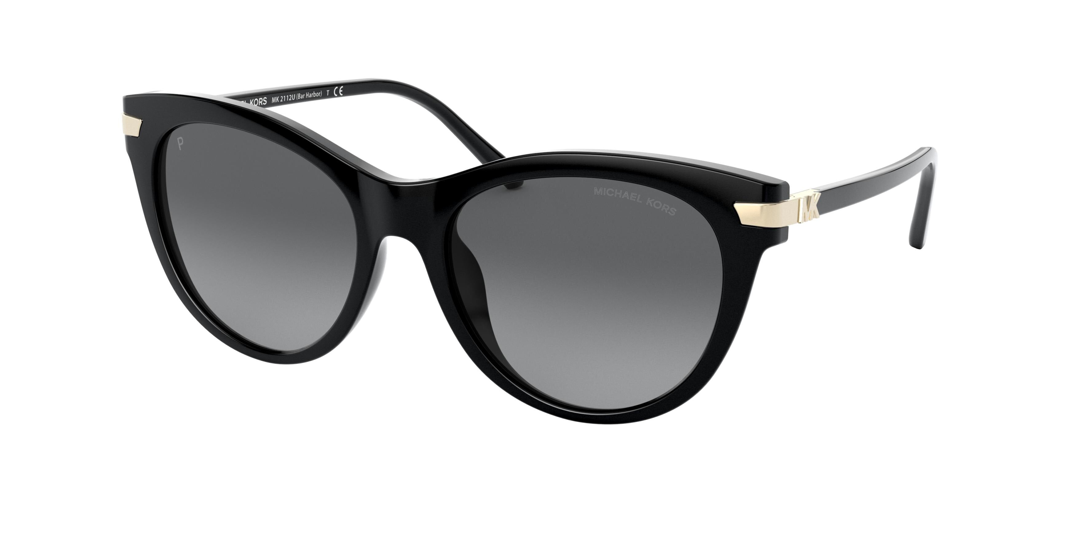 Michael Kors BAR HARBOR MK2112U Cat Eye Sunglasses  3332T3-Black 54-140-18 - Color Map Black