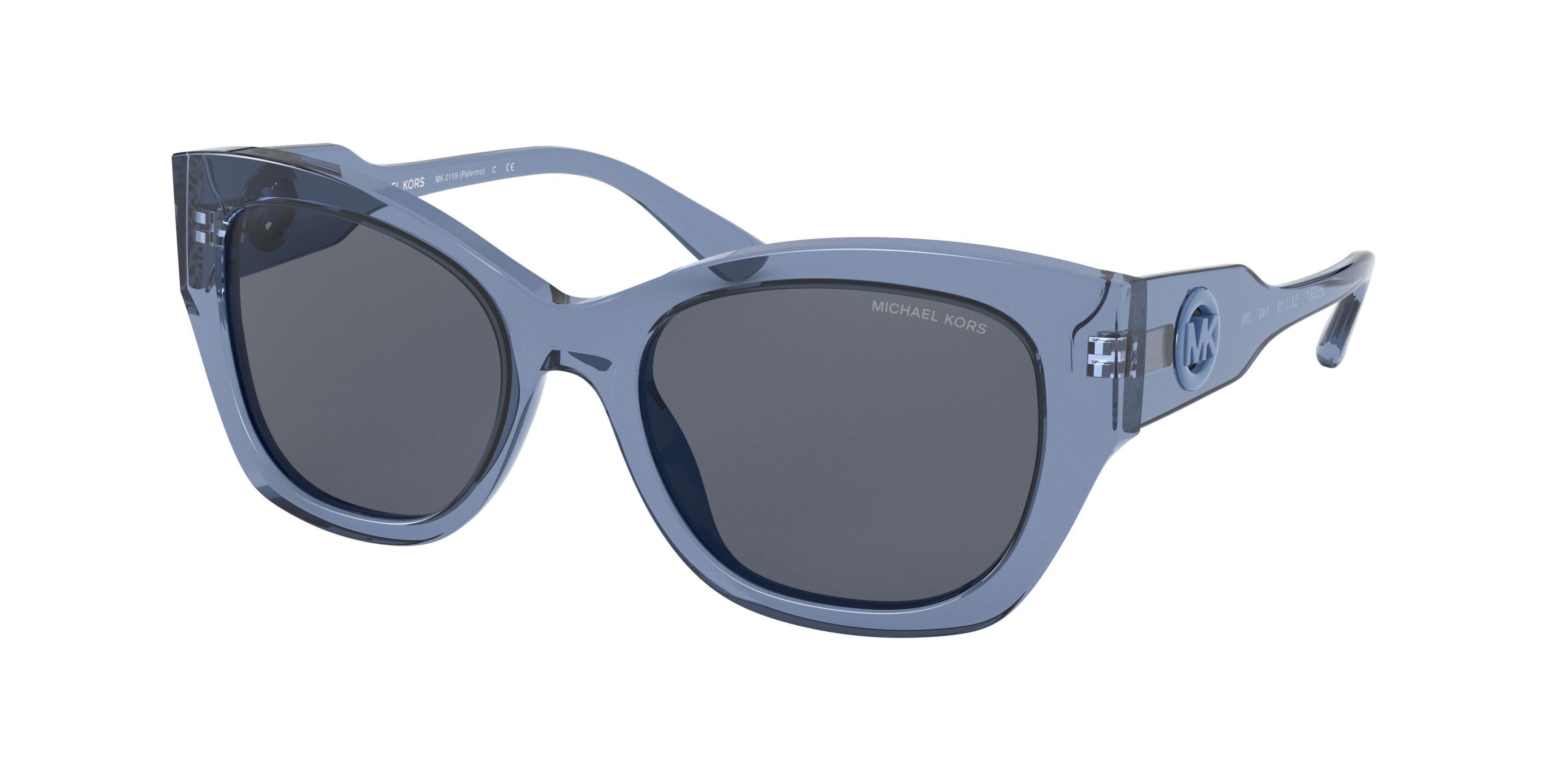 Michael Kors PALERMO MK2119 Square Sunglasses  355587-Dark Chambray Transparent 53-140-19 - Color Map Blue