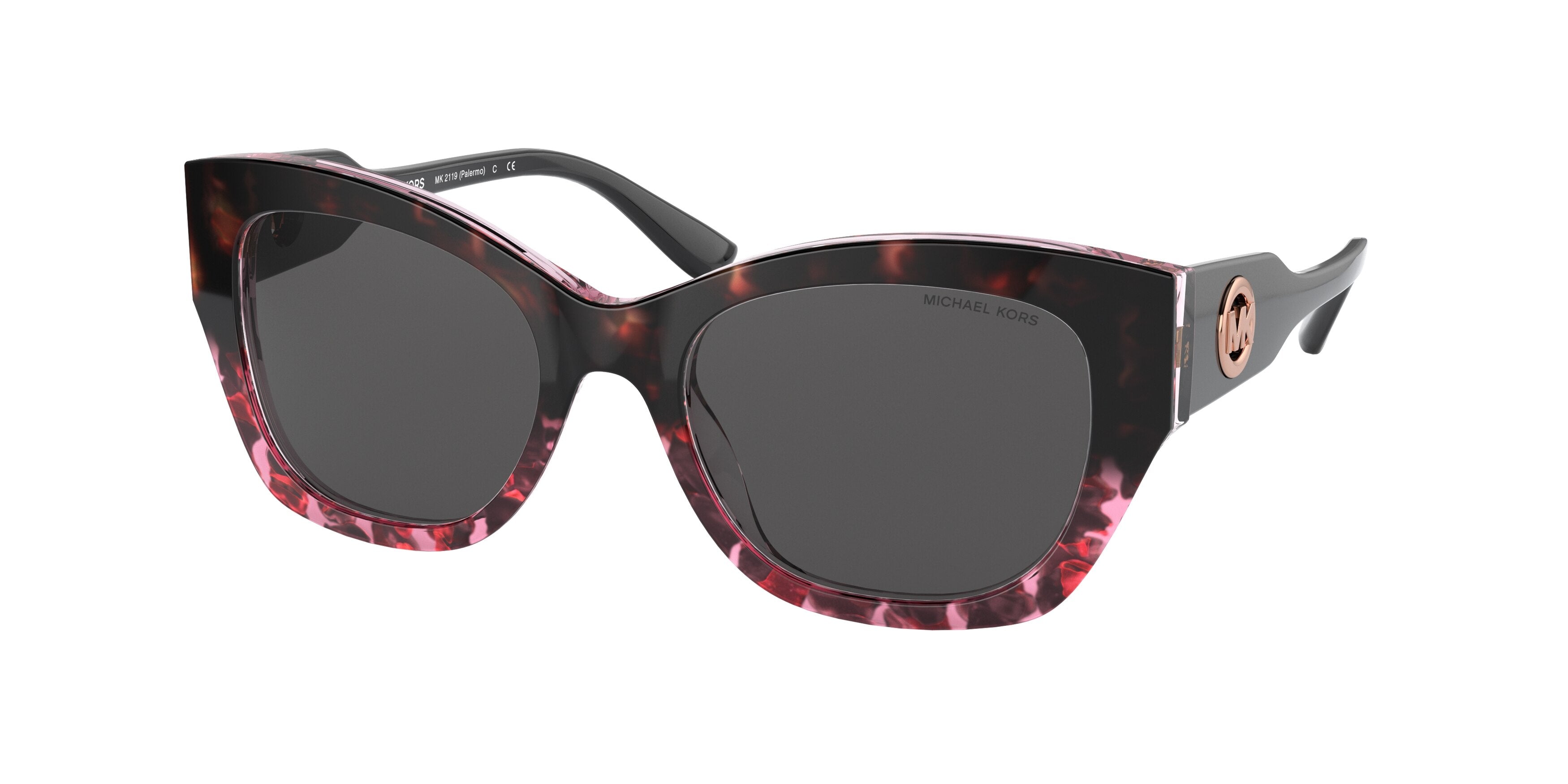 Michael Kors PALERMO MK2119 Square Sunglasses  394487-Pink Floral Acetate 53-140-19 - Color Map Pink