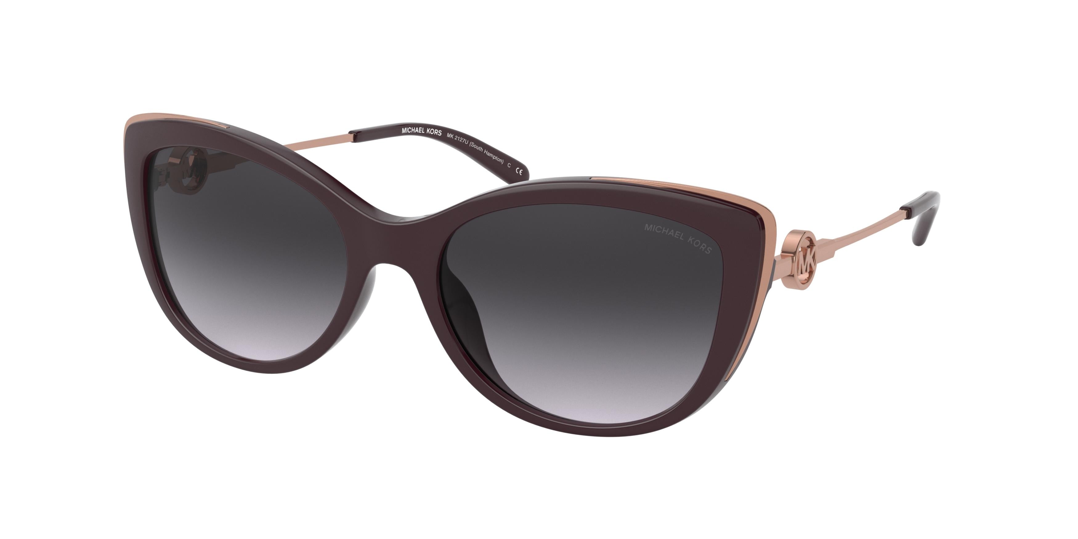 Michael Kors SOUTH HAMPTON MK2127U Cat Eye Sunglasses  33448G-Cordovan 55-140-18 - Color Map Brown